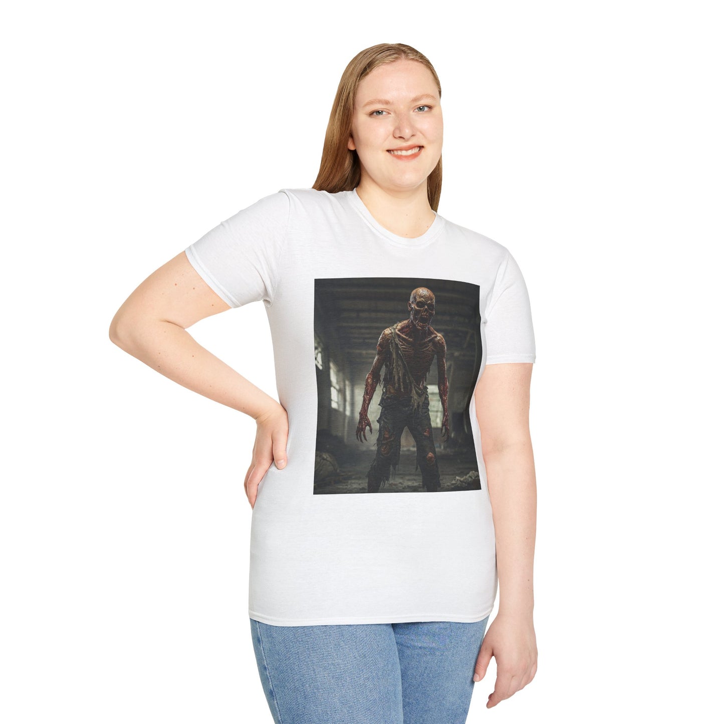 Zombie Graphic Unisex Softstyle T-Shirt - Perfect for Halloween and Horror Fans