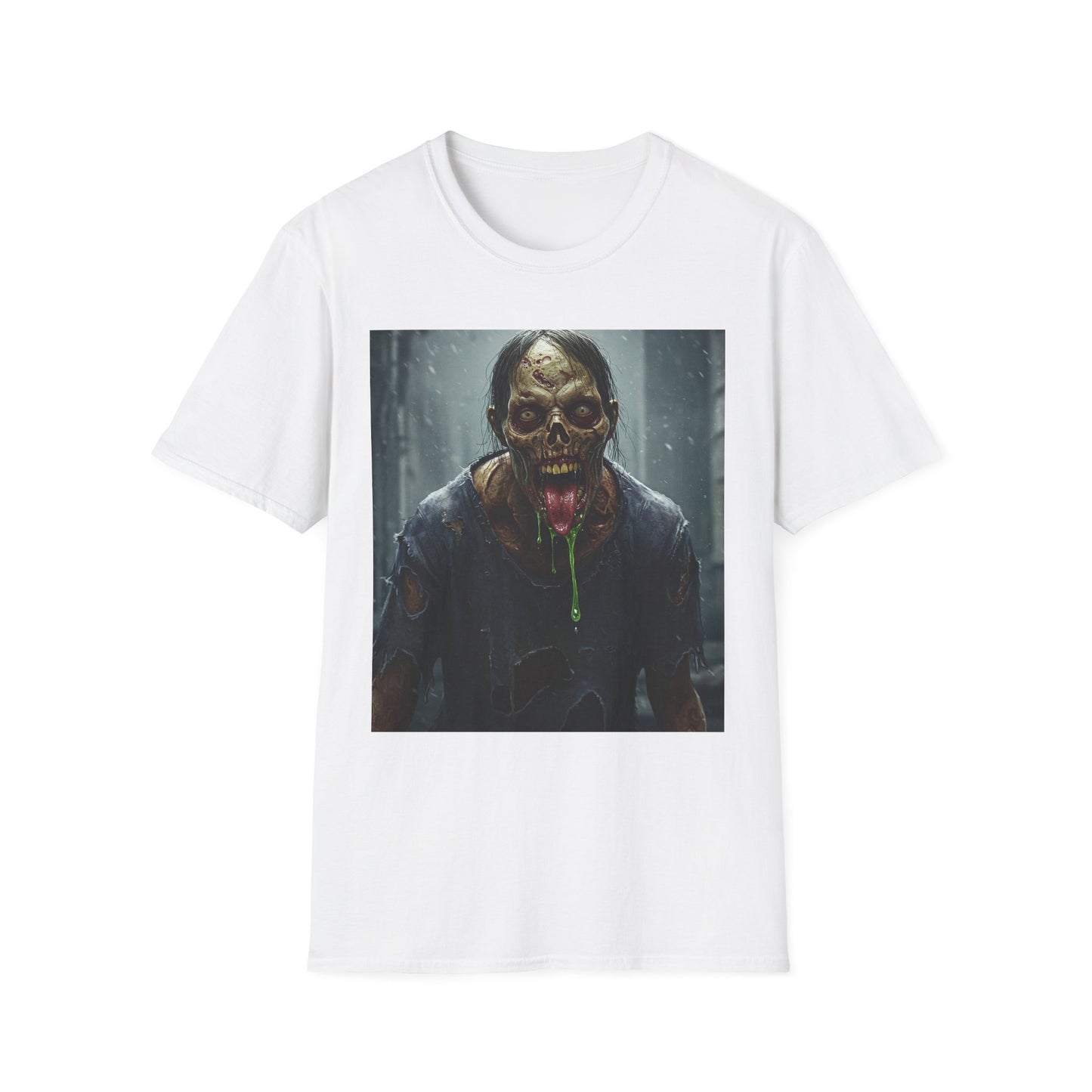 Apocalyptic Portrait Tee, bold, decaying zombie graphic