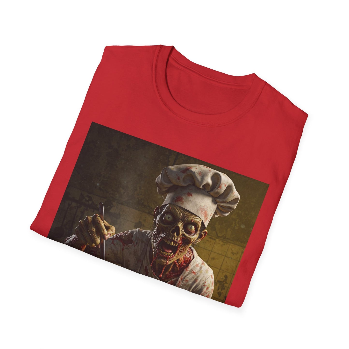 Zombie Chef Apocalyptic Portrait Tee, bold, decaying zombie graphic