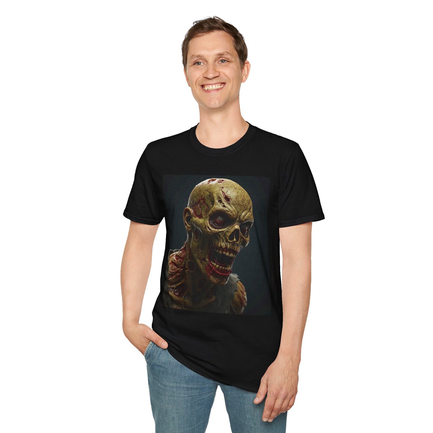 Apocalyptic Portrait Tee, bold, decaying zombie graphic