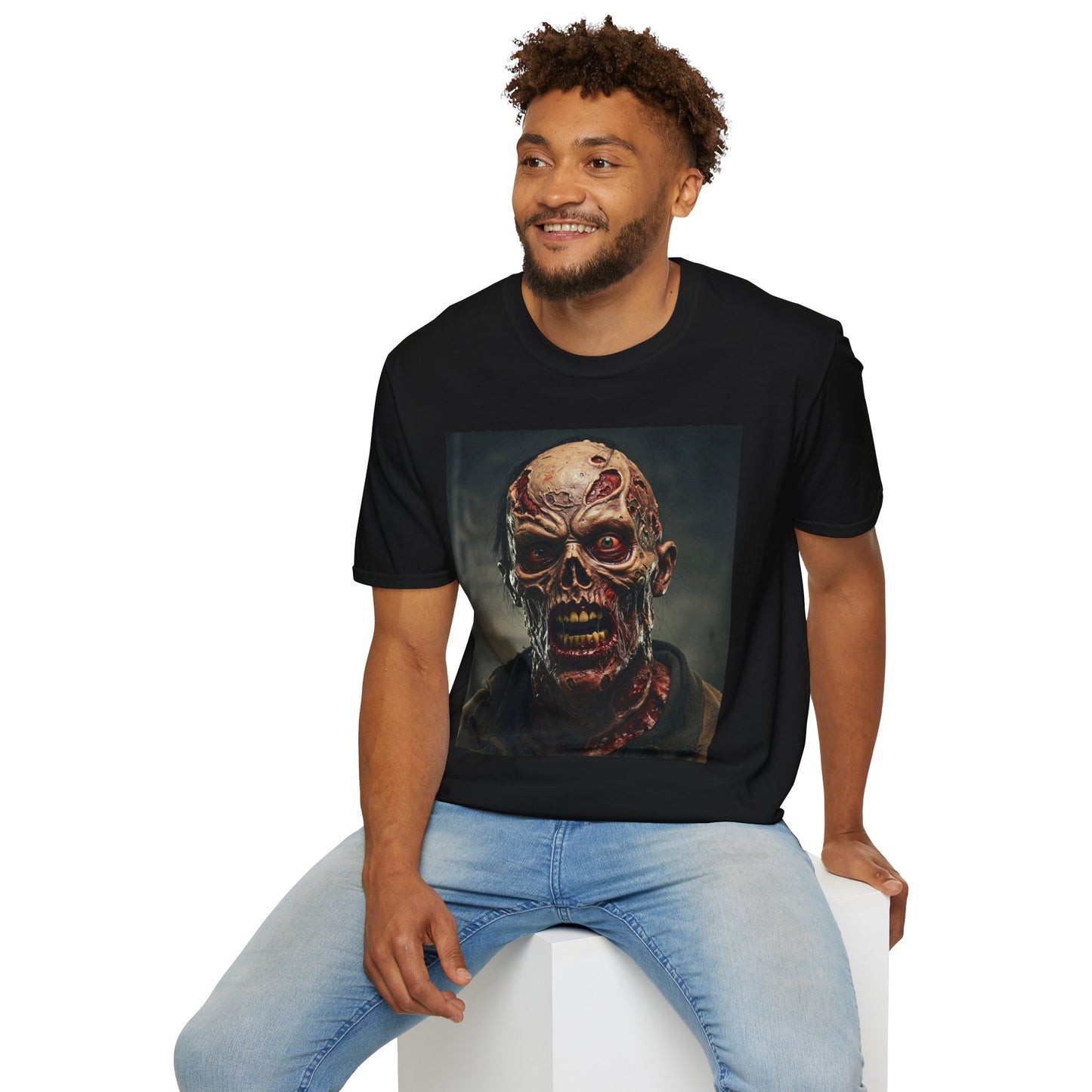 Apocalyptic Portrait Tee, bold, decaying zombie graphic