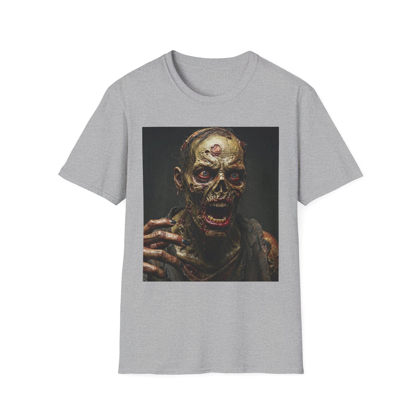 Apocalyptic Portrait Tee, bold, decaying zombie graphic