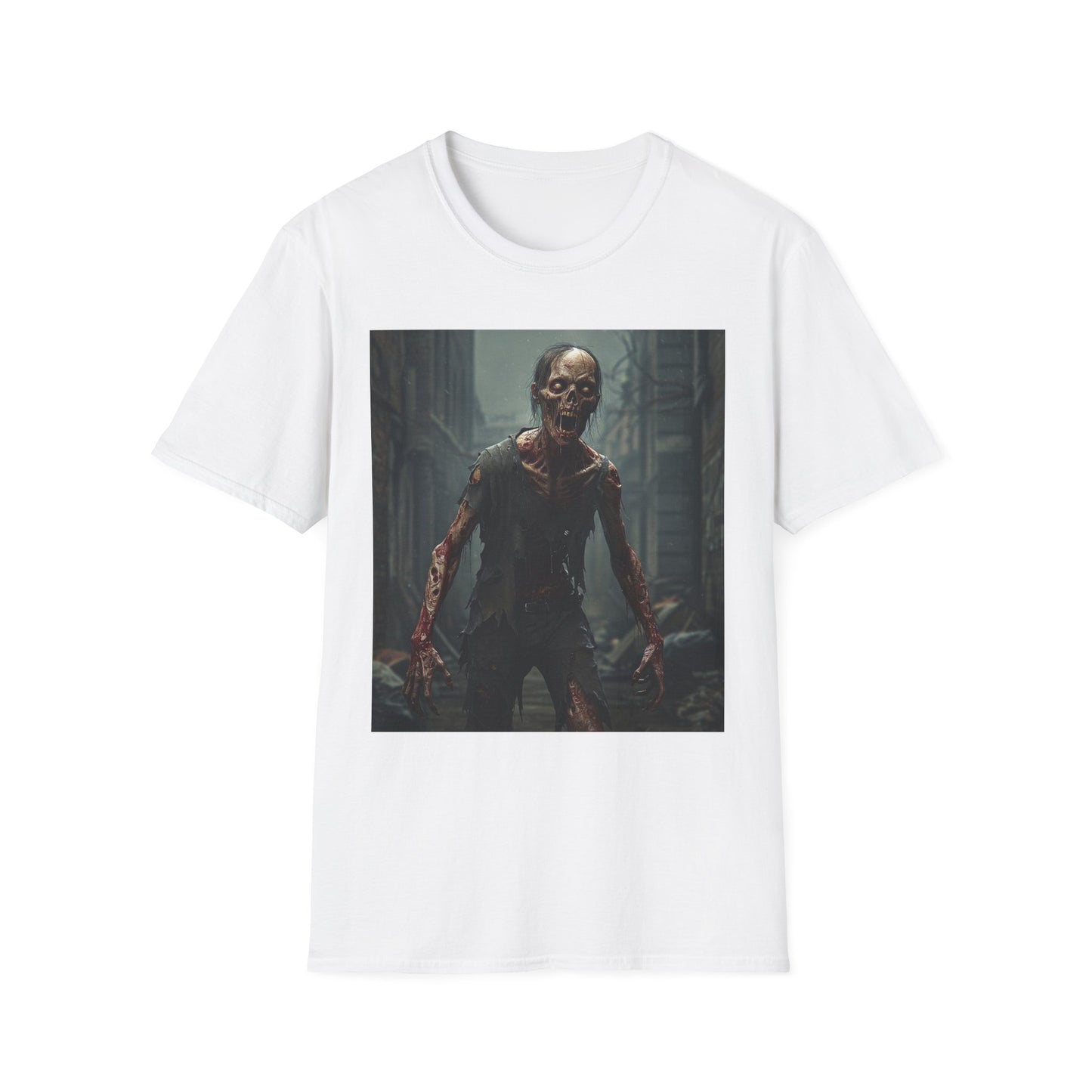 Apocalyptic Portrait Tee, bold, decaying zombie graphic