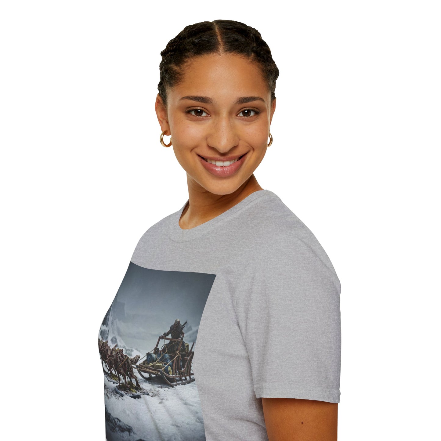 Adventure Awaits Unisex Softstyle T-Shirt - Mountain Trekking Design