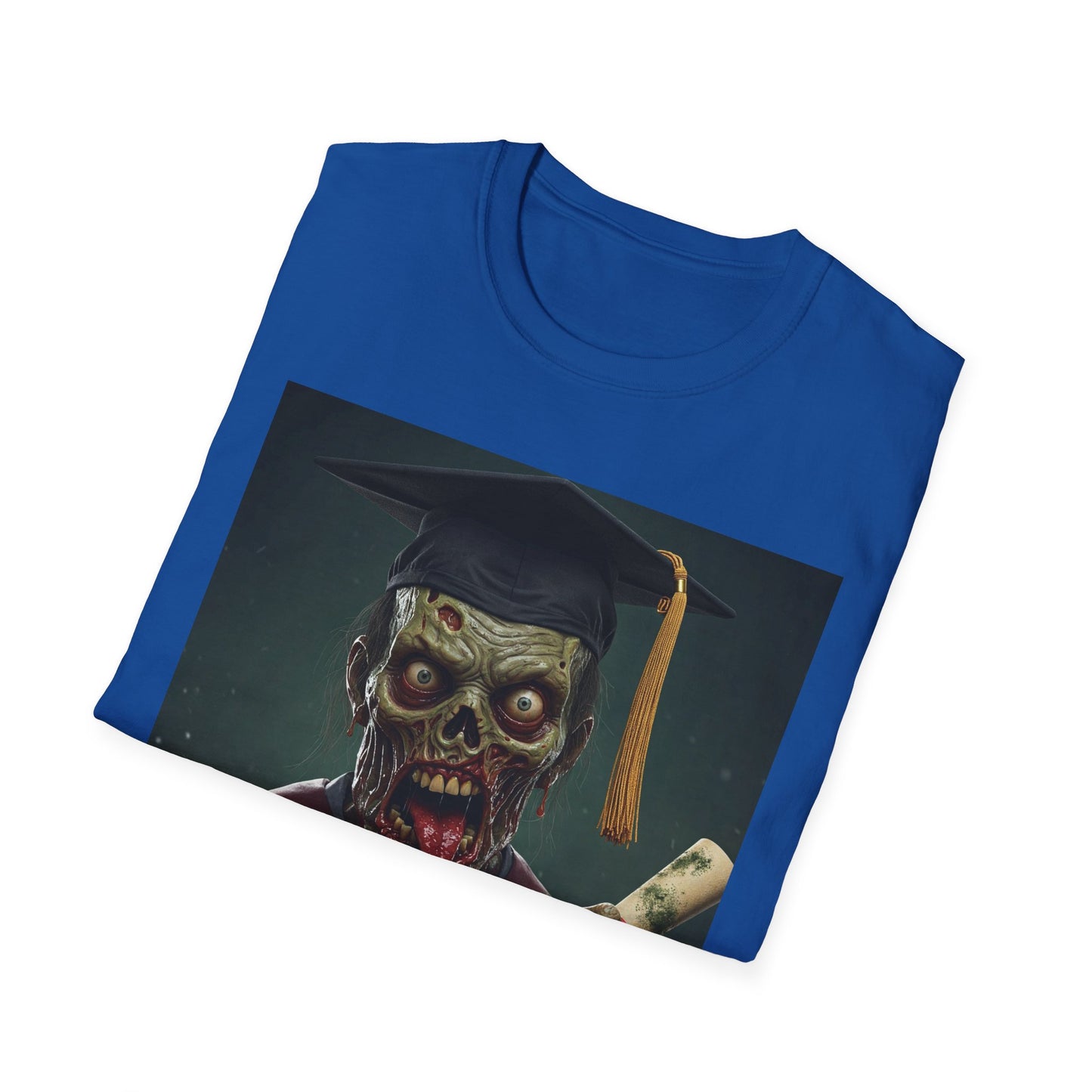 Zombie Graduate Unisex Softstyle T-Shirt - Perfect for Halloween & Graduation