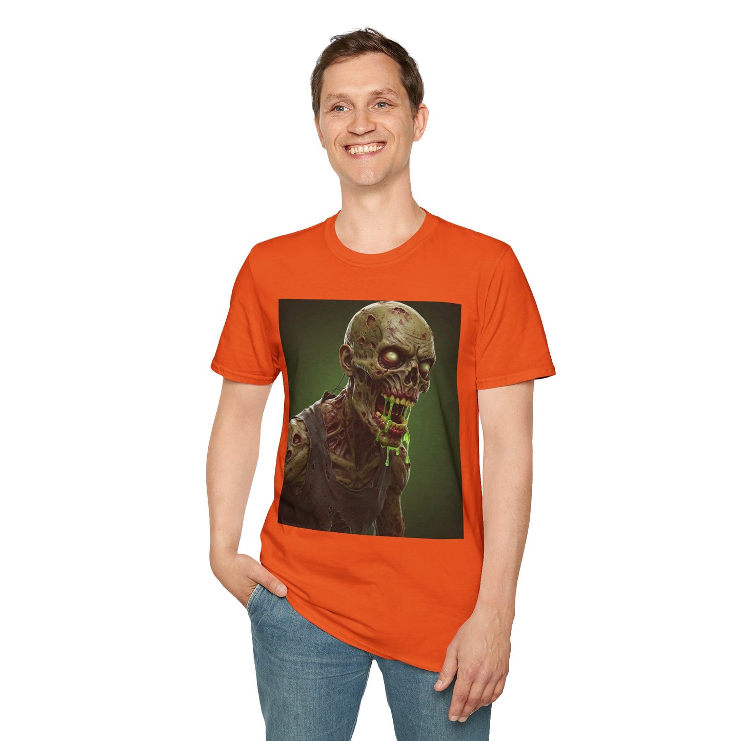 Zombie Graphic Unisex Softstyle T-Shirt - Perfect for Halloween and Horror Fans