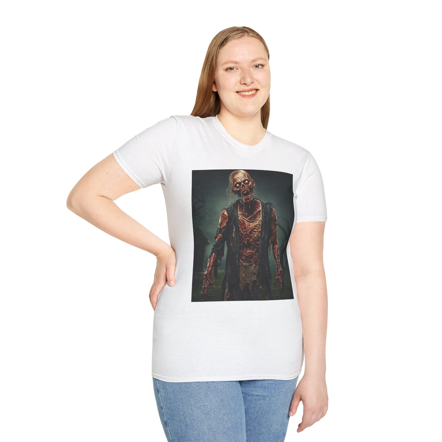 Apocalyptic Portrait Tee, bold, decaying zombie graphic