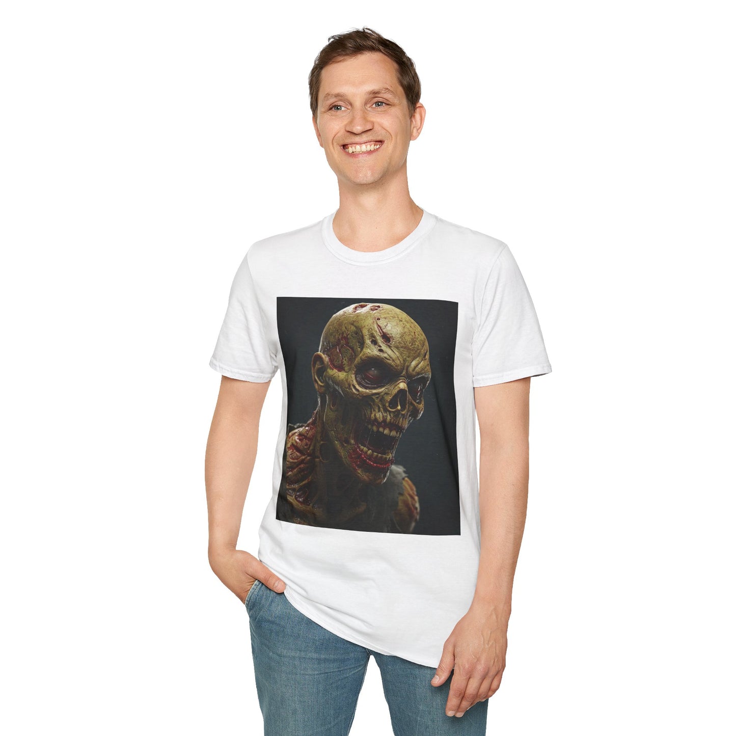 Apocalyptic Portrait Tee, bold, decaying zombie graphic