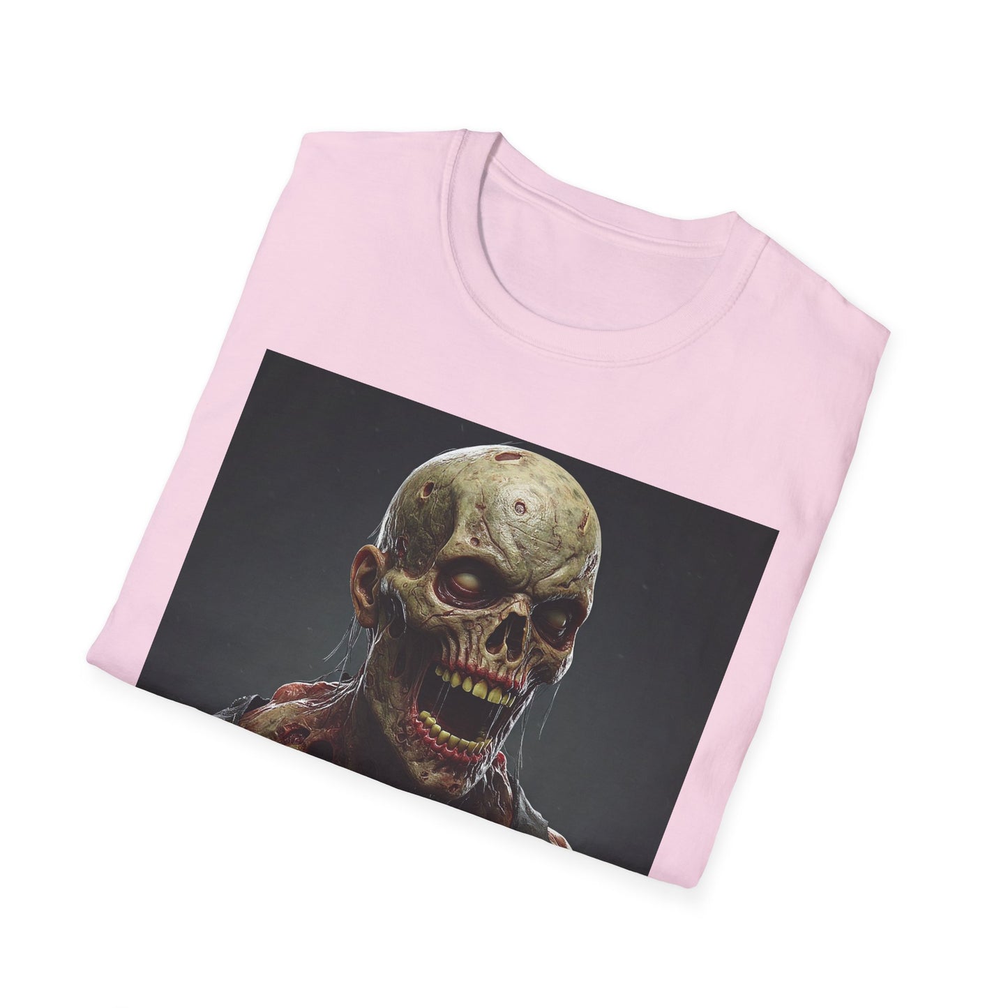 Unisex Softstyle T-Shirt with Creepy Zombie Graphic - Perfect for Halloween and Horror Fans