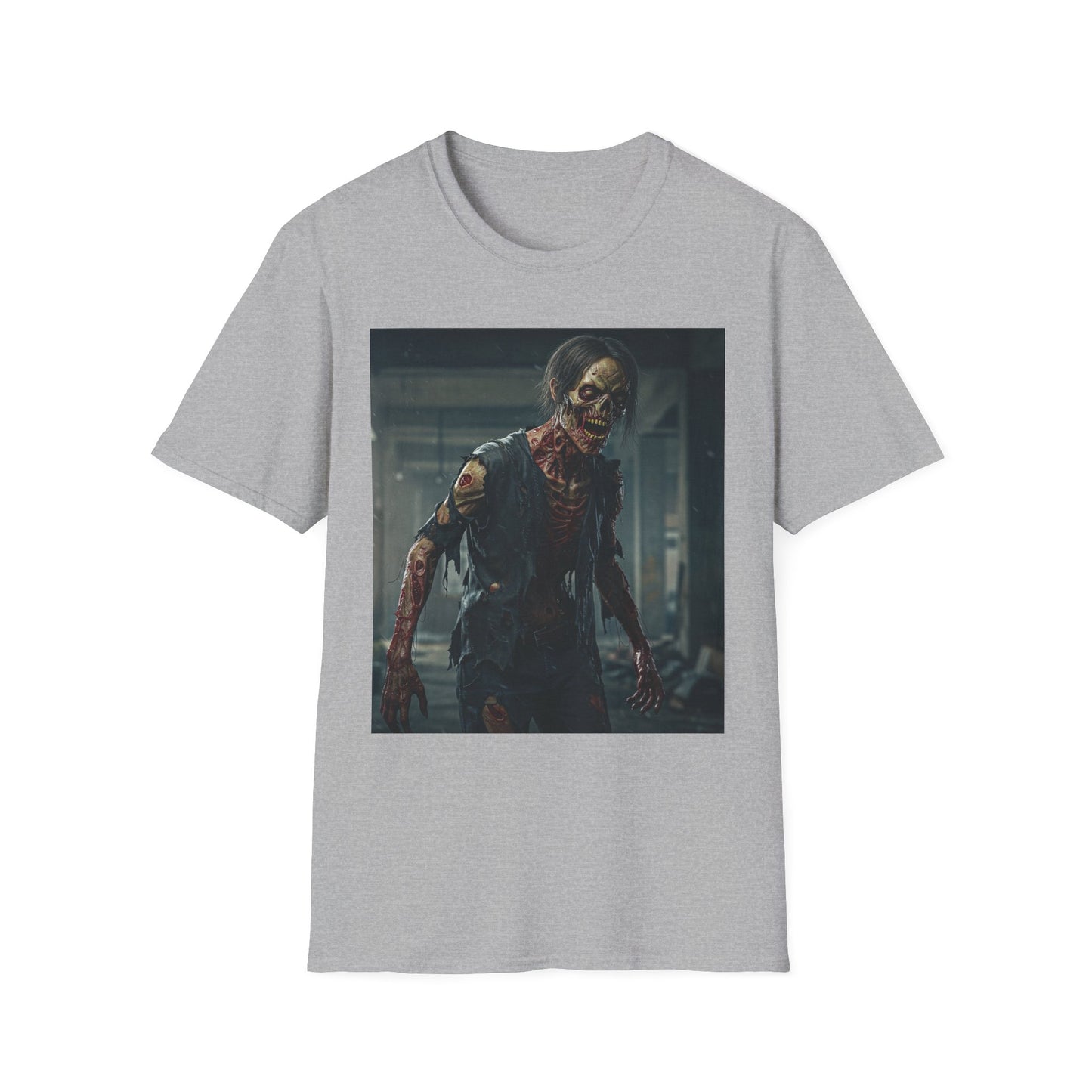 Apocalyptic Portrait Tee, bold, decaying zombie graphic