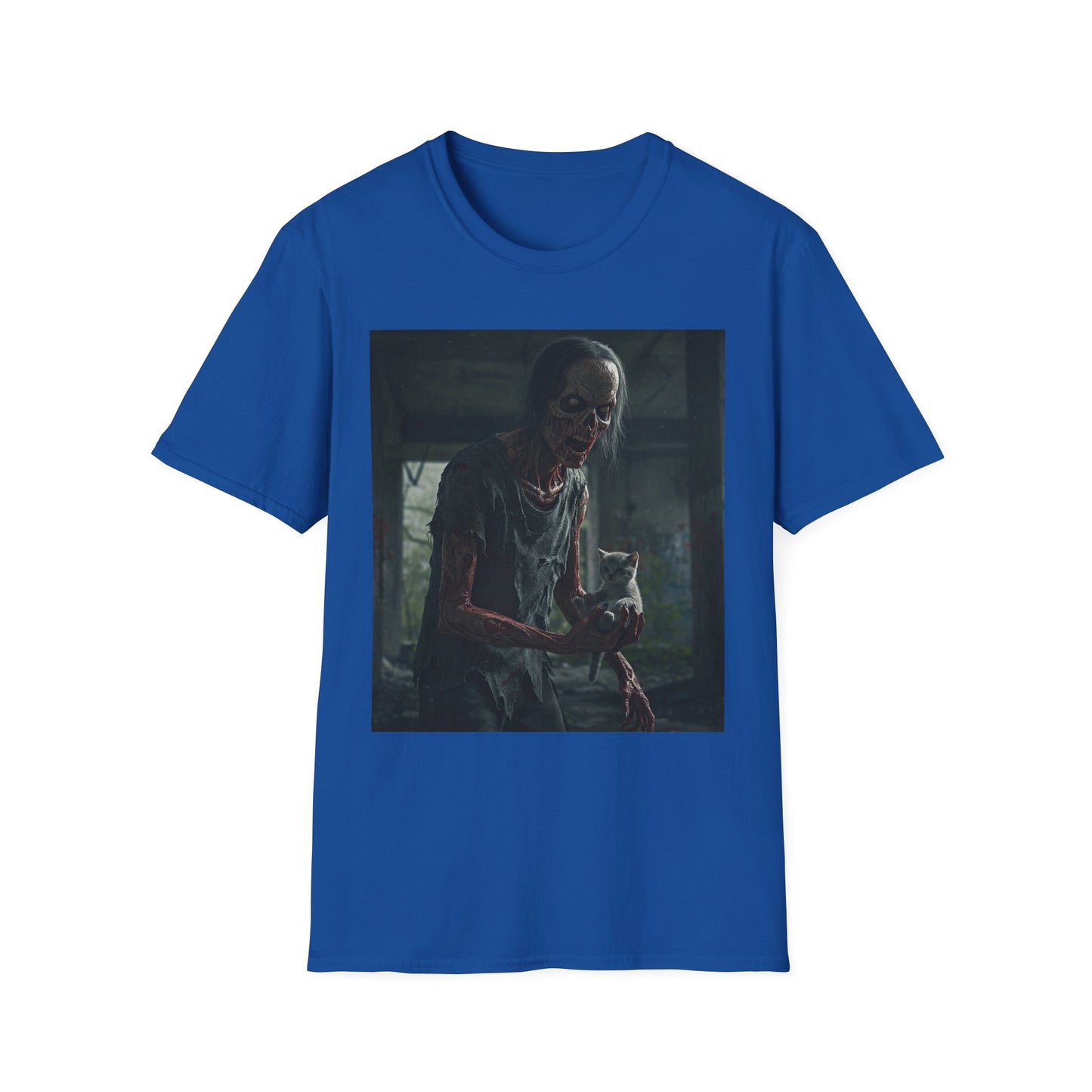 Creepy Cat Zombie Apocalyptic Portrait Tee, bold, decaying zombie graphic