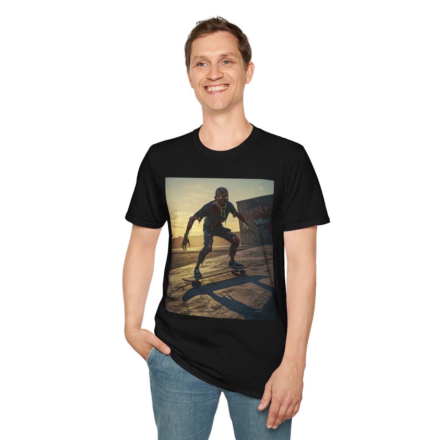 Skateboard Zombie Unisex Softstyle T-Shirt | Casual Graphic Tee for Skaters