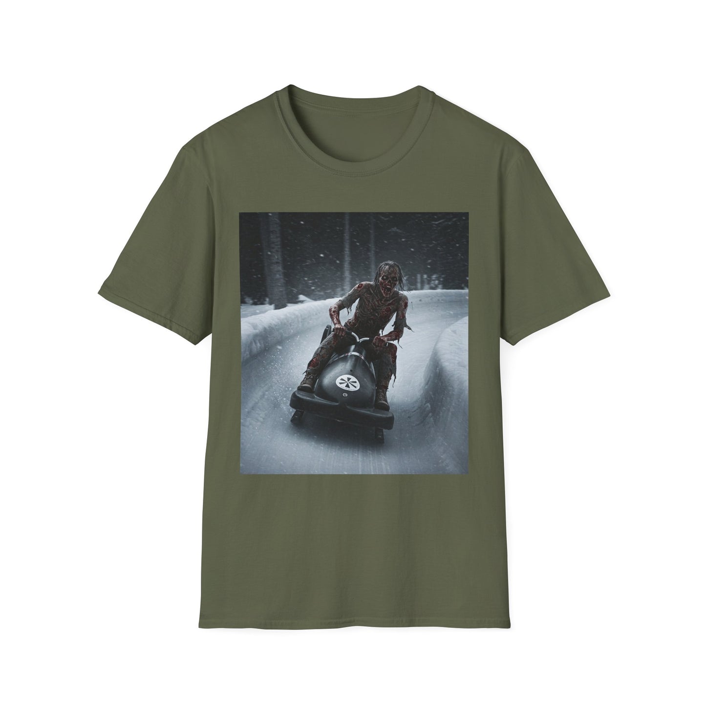 Winter Adventure Unisex Softstyle T-Shirt - Snowmobiling Graphic Tee