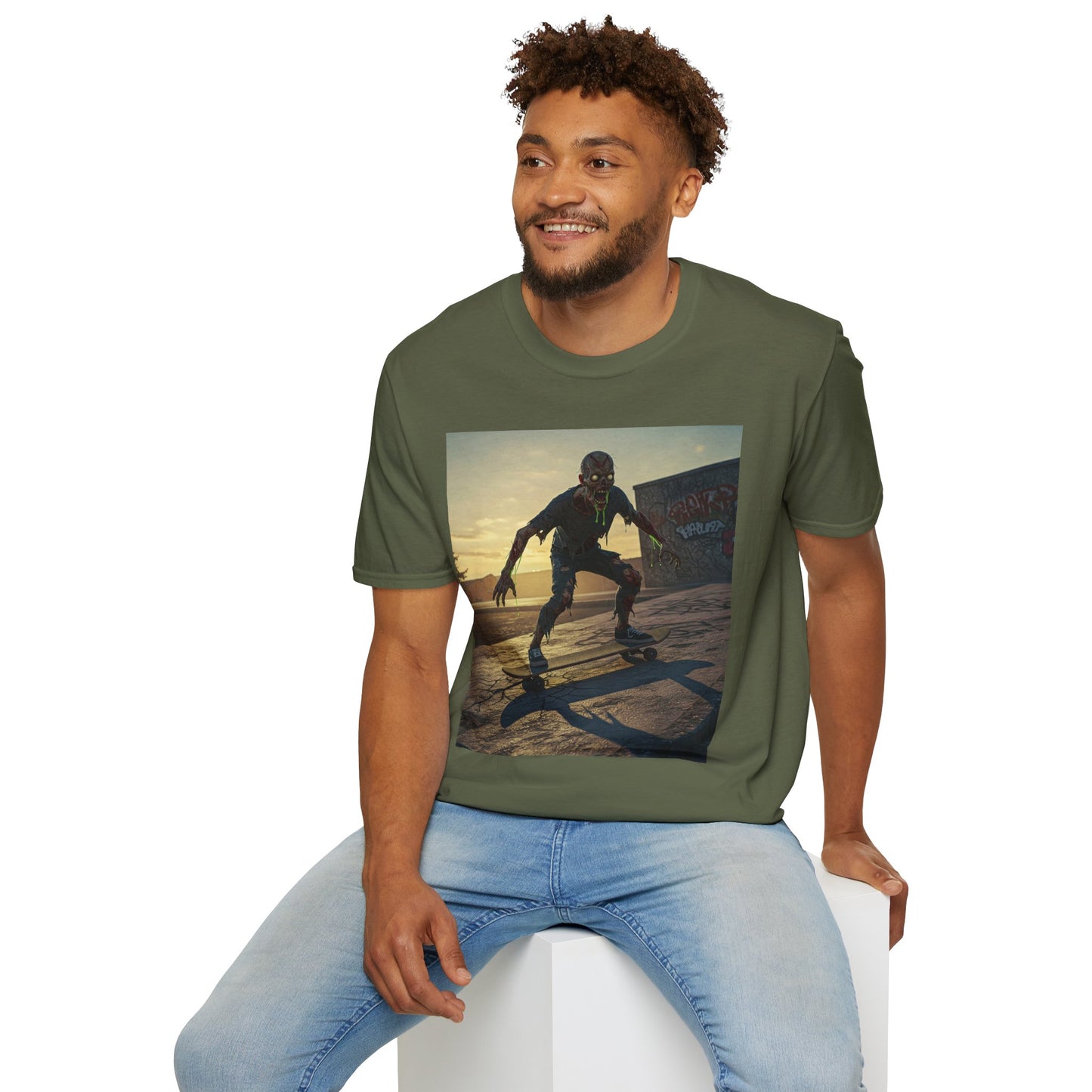 Skateboard Zombie Unisex Softstyle T-Shirt | Casual Graphic Tee for Skaters