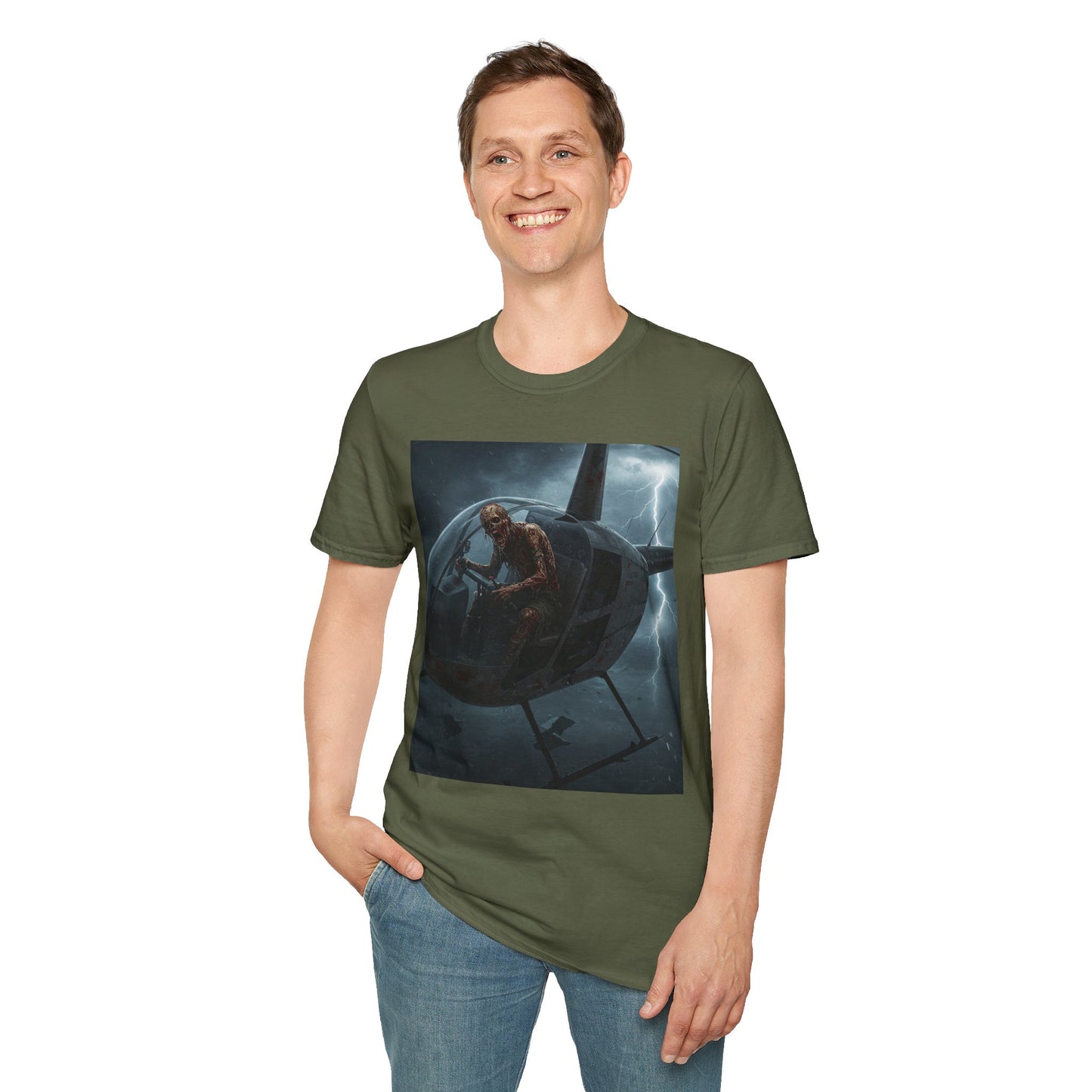 Stormy Helicopter Adventure Unisex Softstyle T-Shirt