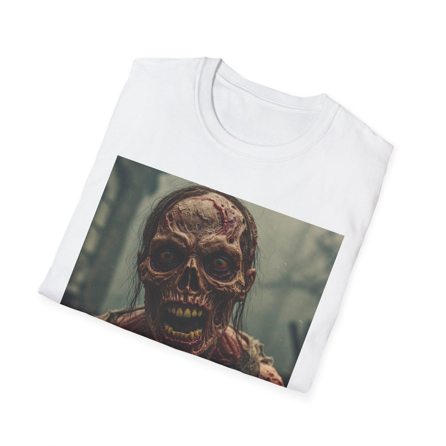 Apocalyptic Portrait Tee, bold, decaying zombie graphic