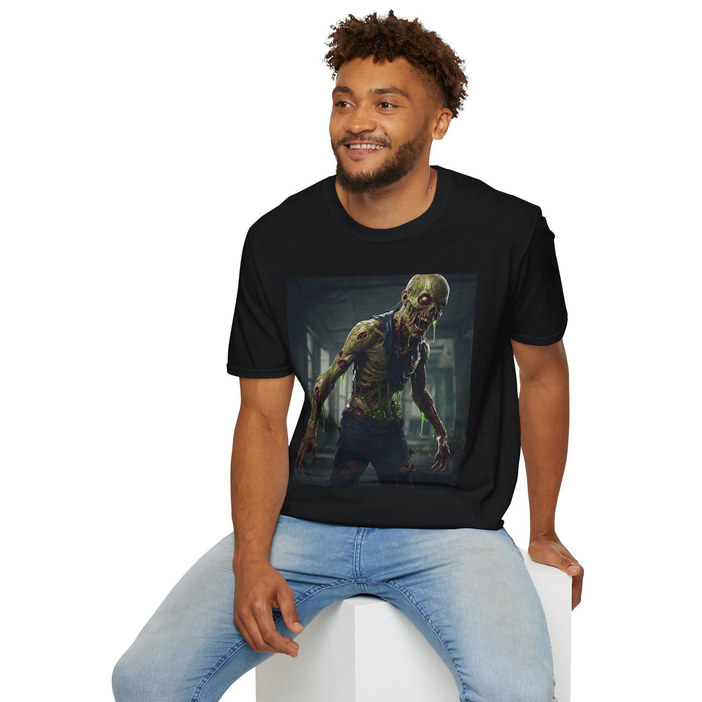 Zombie Graphic Unisex Softstyle T-Shirt - Perfect for Halloween and Horror Fans