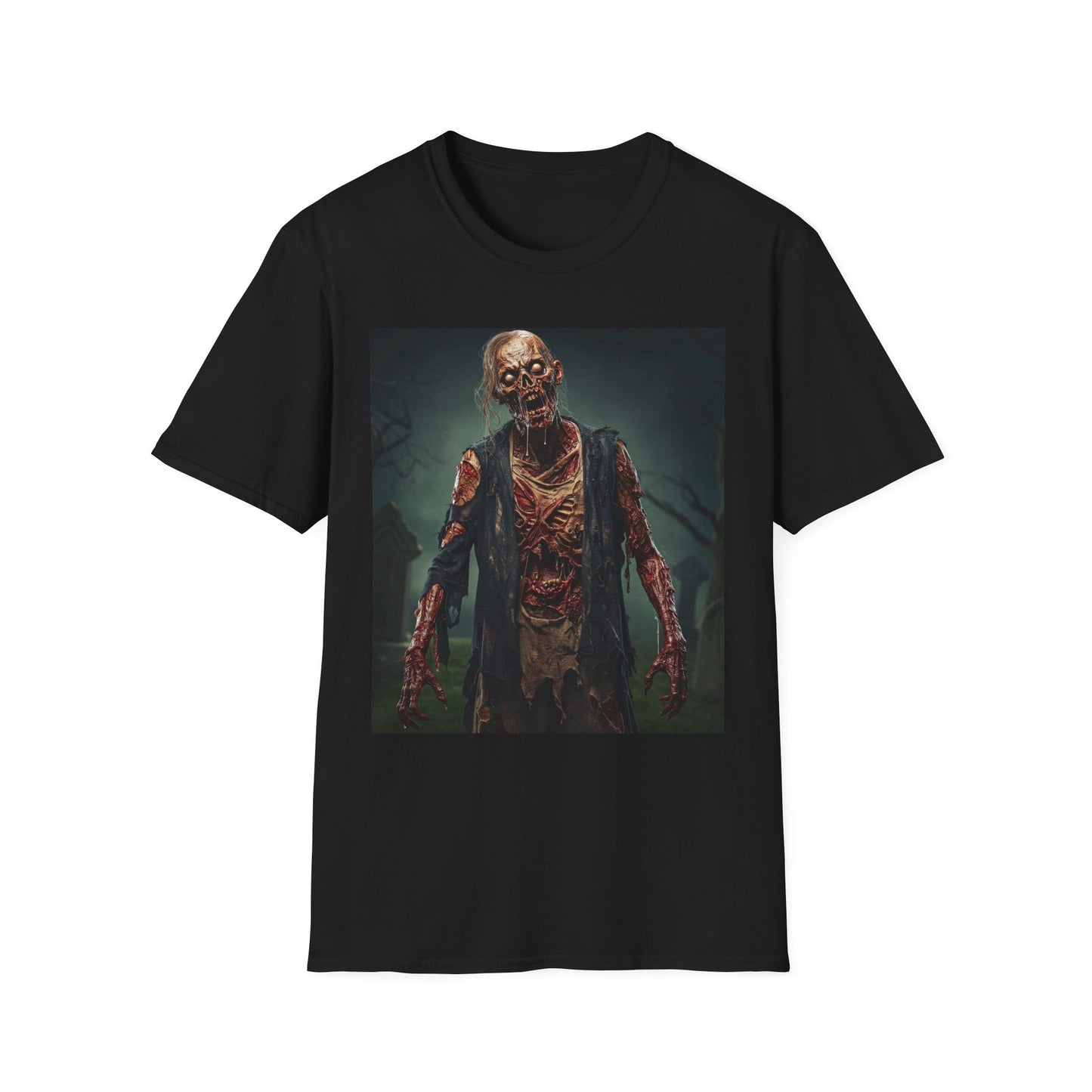 Apocalyptic Portrait Tee, bold, decaying zombie graphic