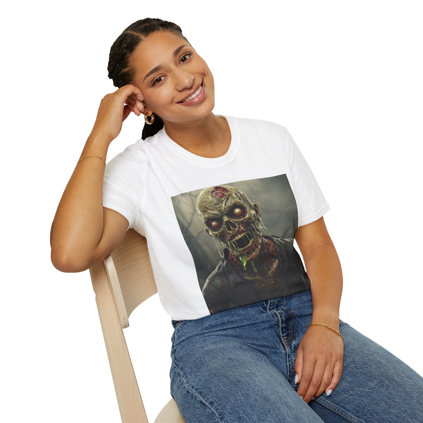 Unisex Softstyle Zombie Graphic T-Shirt - Perfect for Halloween and Horror Fans