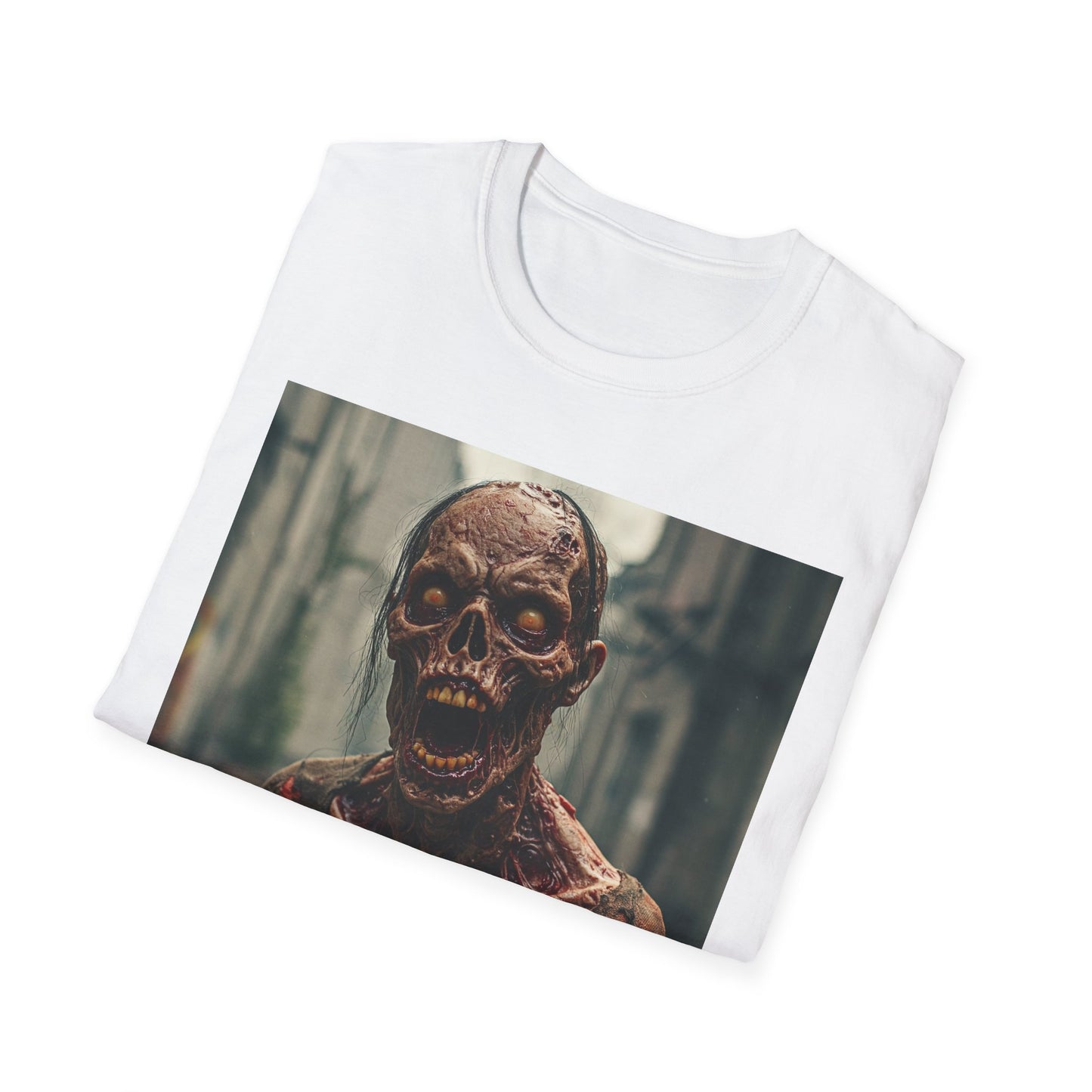 Apocalyptic Portrait Tee, bold, decaying zombie graphic