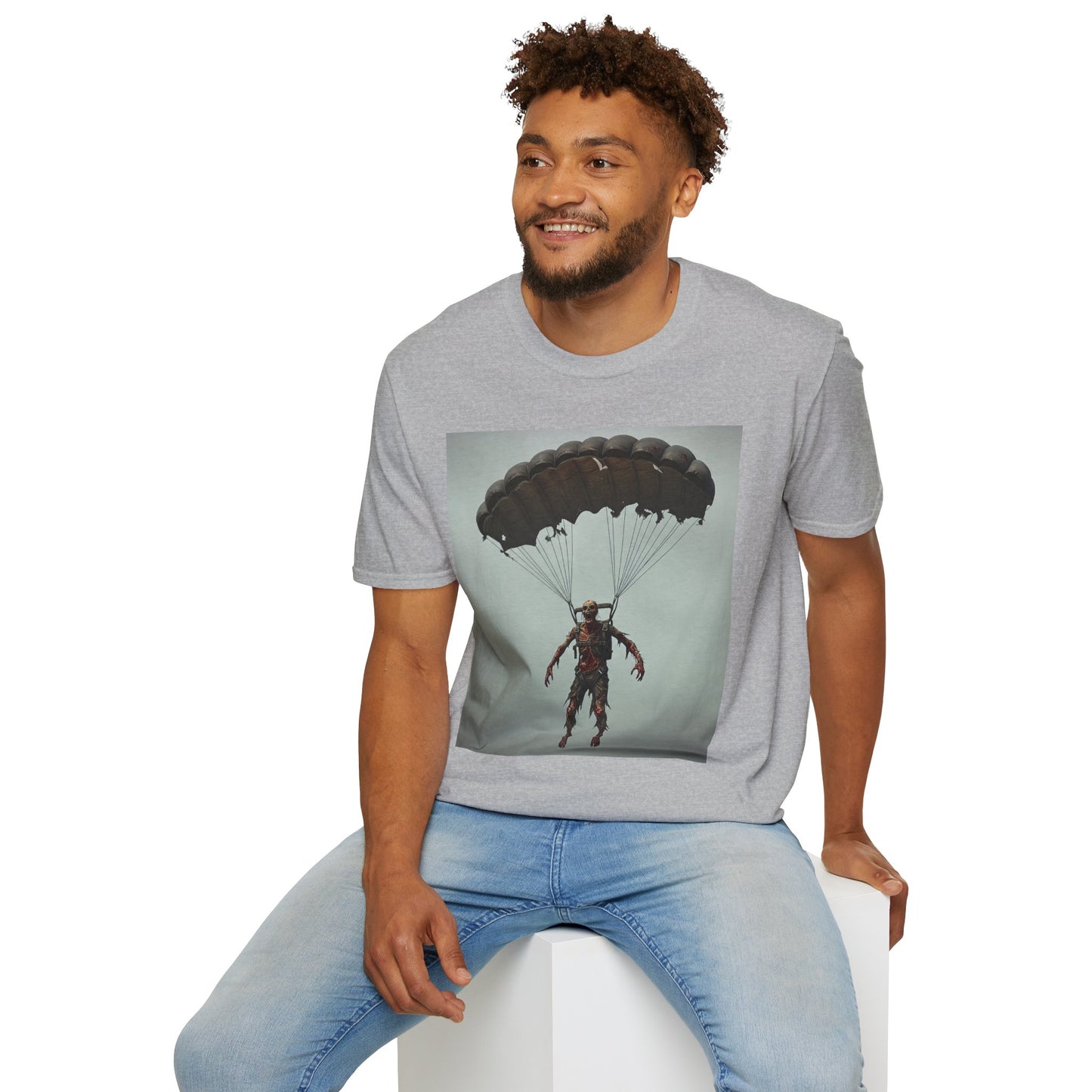 Adventure Awaits Parachuting Hero Unisex Softstyle T-Shirt