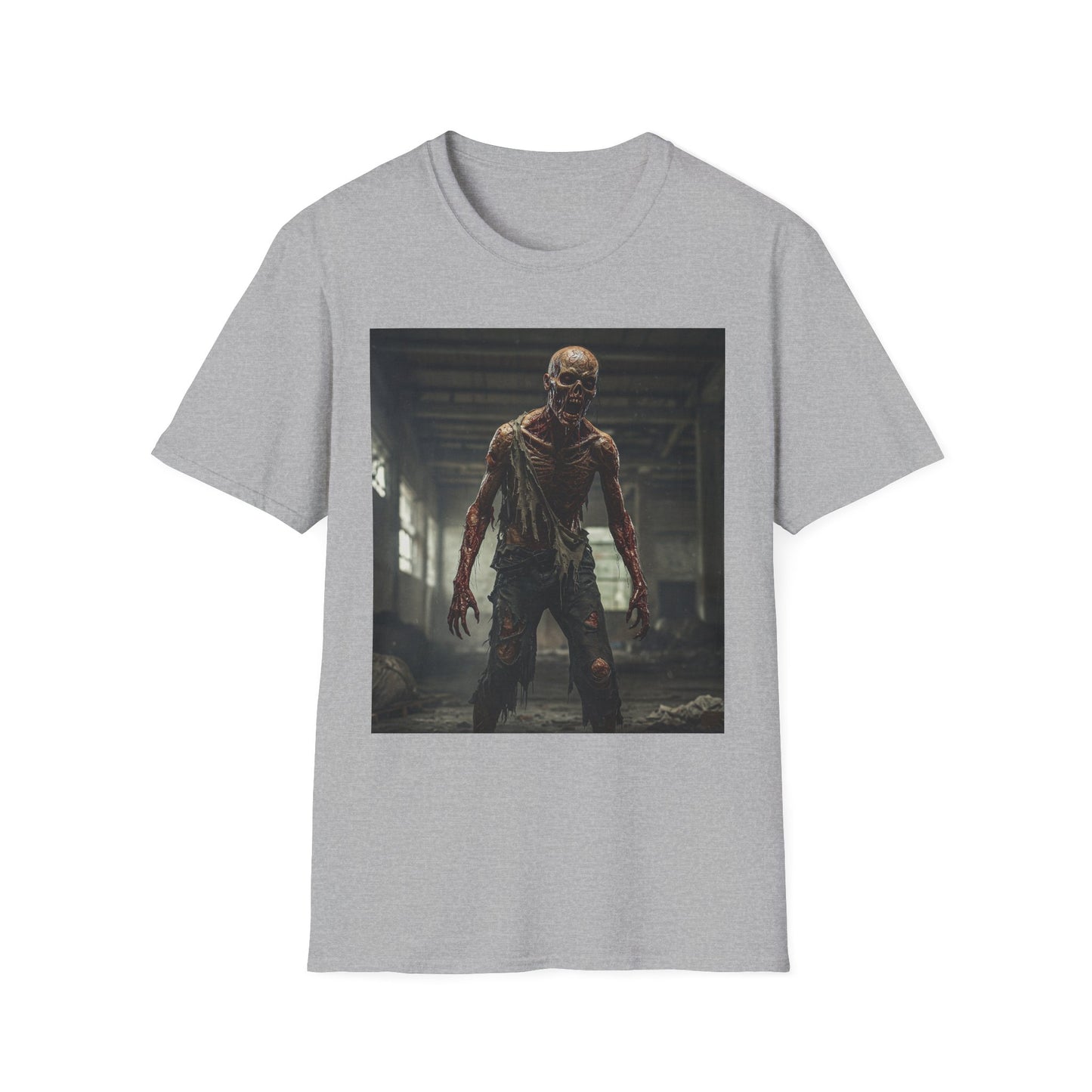 Zombie Graphic Unisex Softstyle T-Shirt - Perfect for Halloween and Horror Fans