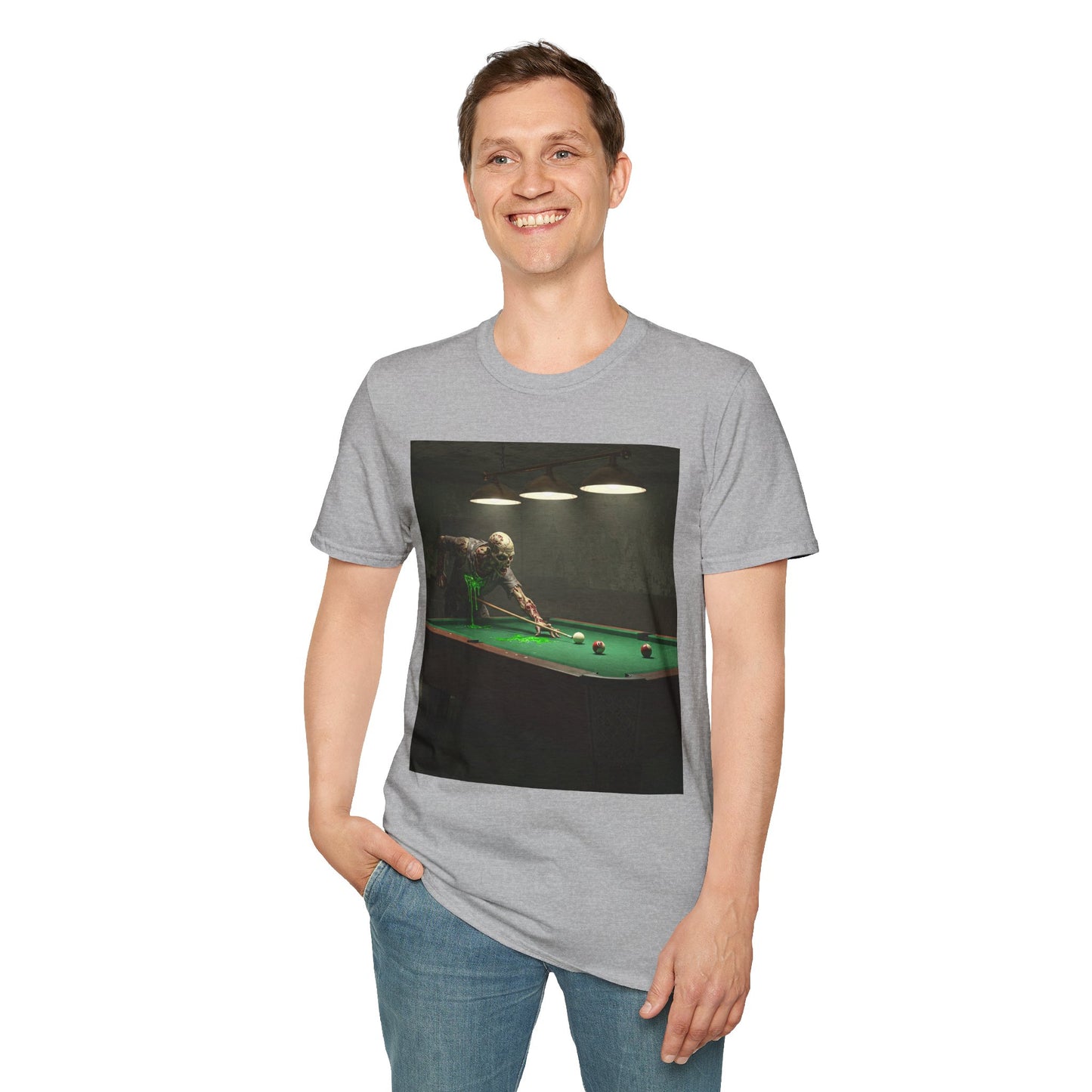 Vintage Billiards Unisex Softstyle T-Shirt - Pool Table Design