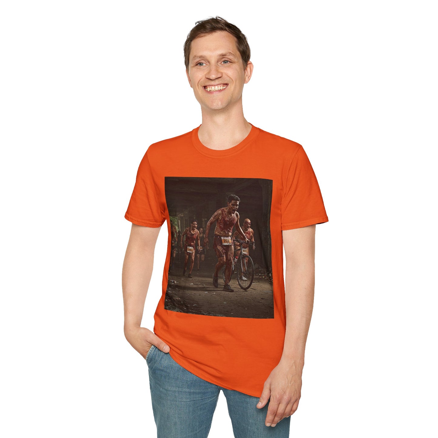 Zombie Run Unisex Softstyle T-Shirt - Perfect for Halloween and Fun Runs