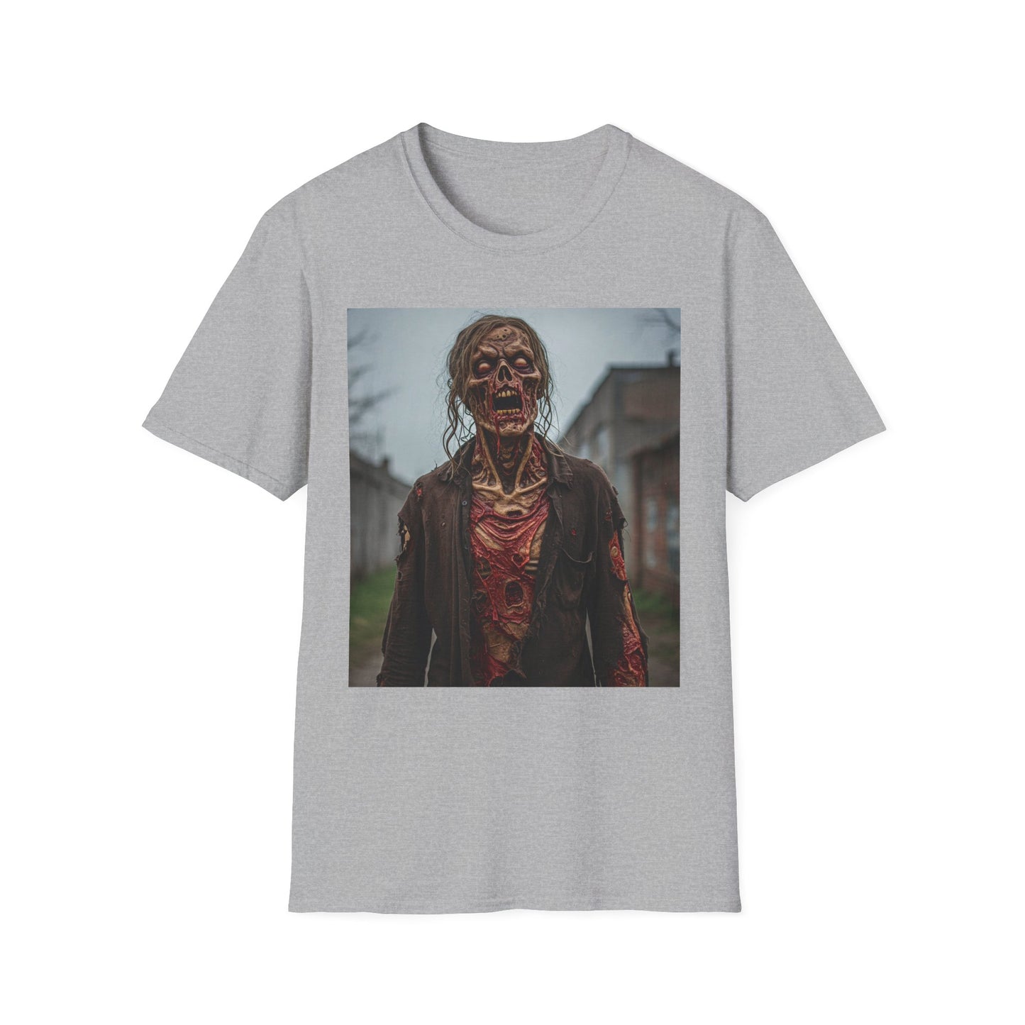 Apocalyptic Portrait Tee, bold, decaying zombie graphic