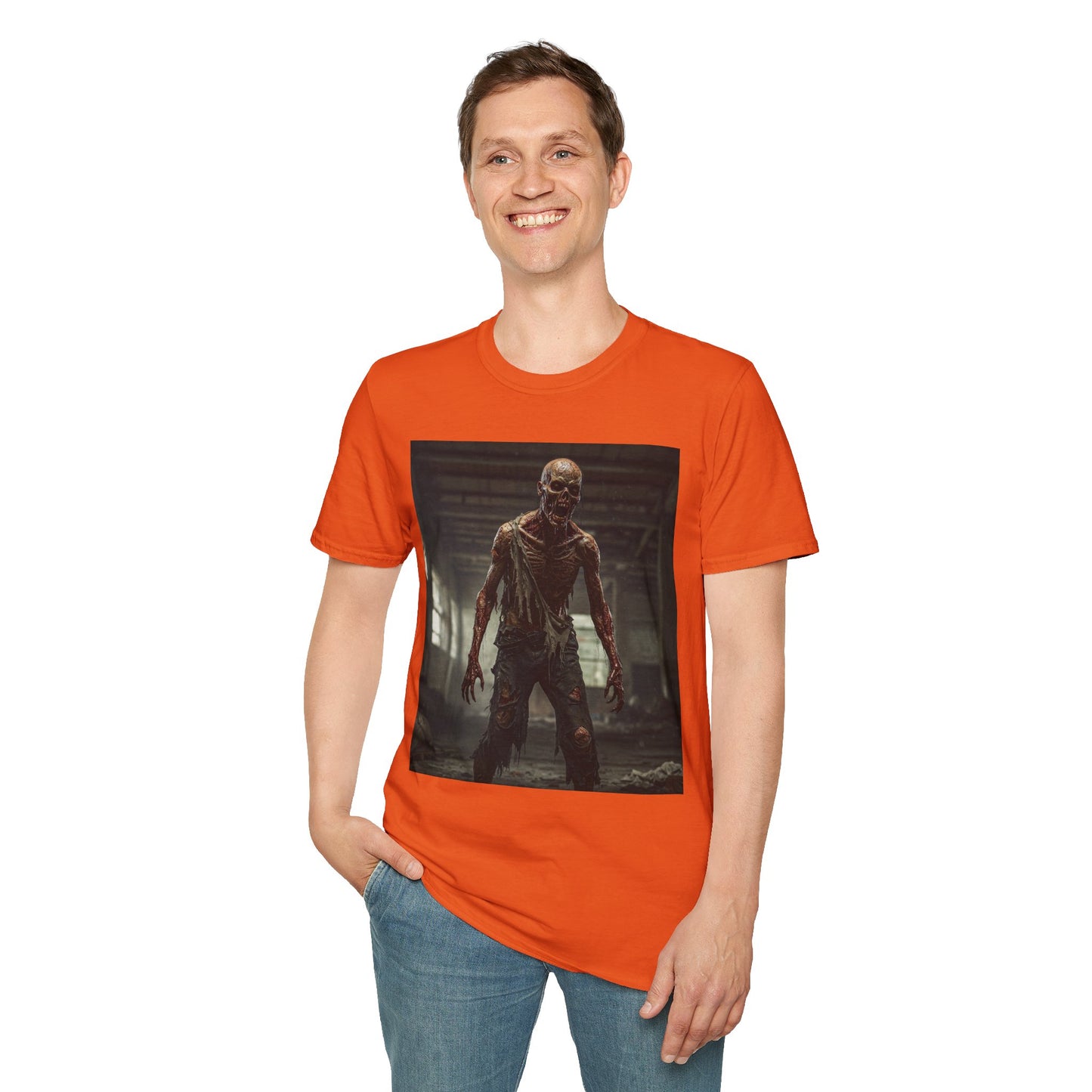 Zombie Graphic Unisex Softstyle T-Shirt - Perfect for Halloween and Horror Fans