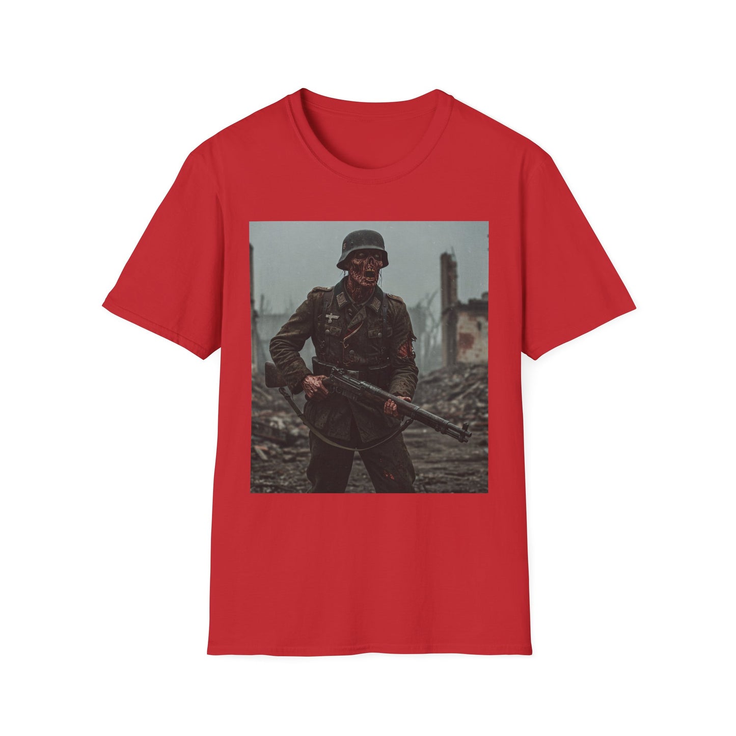 Vintage Soldier Apocalyptic Portrait Tee, bold, decaying zombie graphic