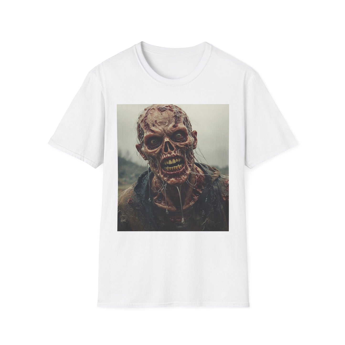 Apocalyptic Portrait Tee, bold, decaying zombie graphic