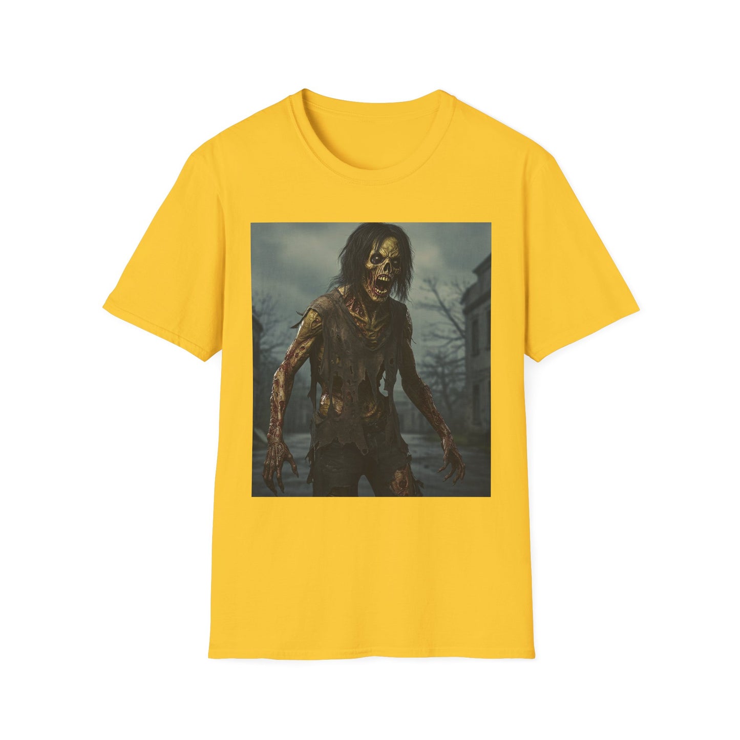 Apocalyptic Portrait Tee, bold, decaying zombie graphic