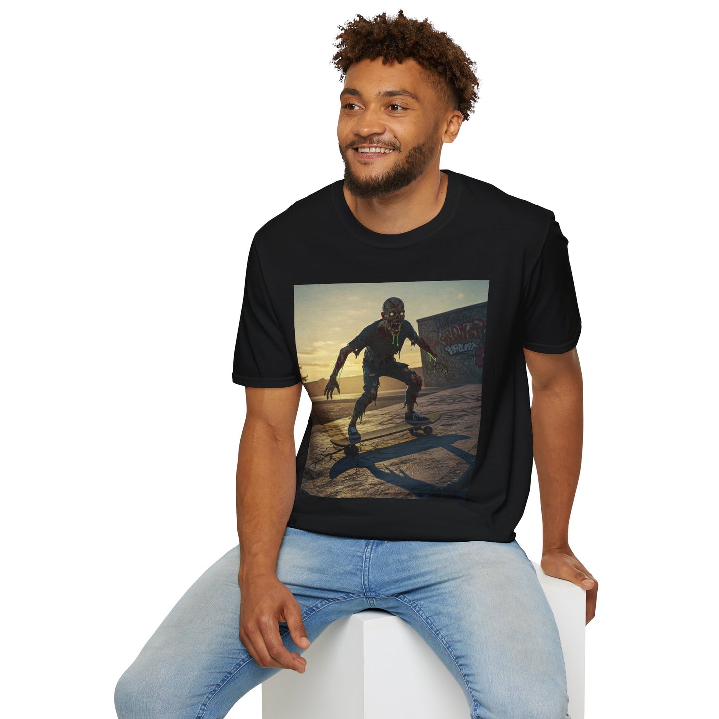 Skateboard Zombie Unisex Softstyle T-Shirt | Casual Graphic Tee for Skaters