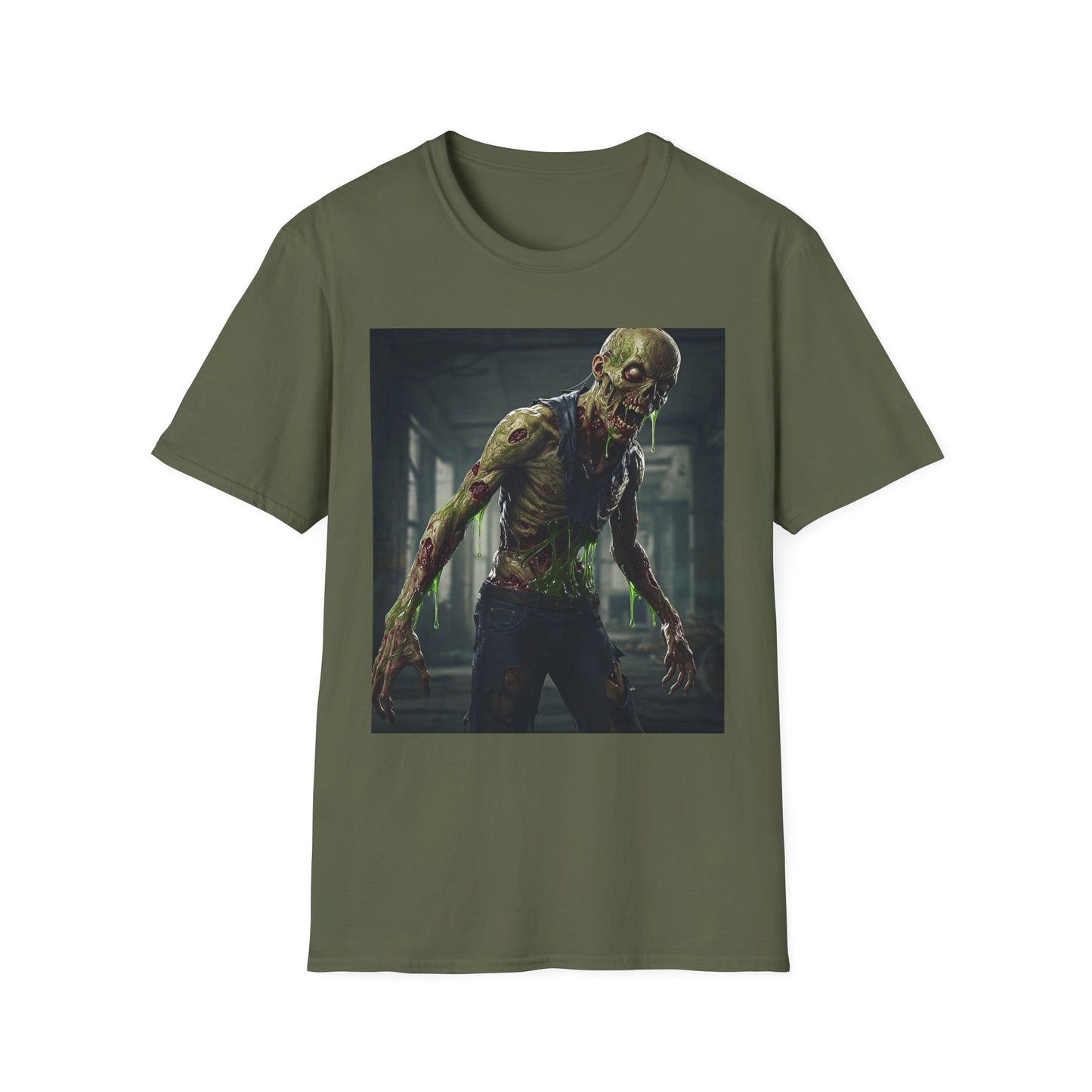 Zombie Graphic Unisex Softstyle T-Shirt - Perfect for Halloween and Horror Fans