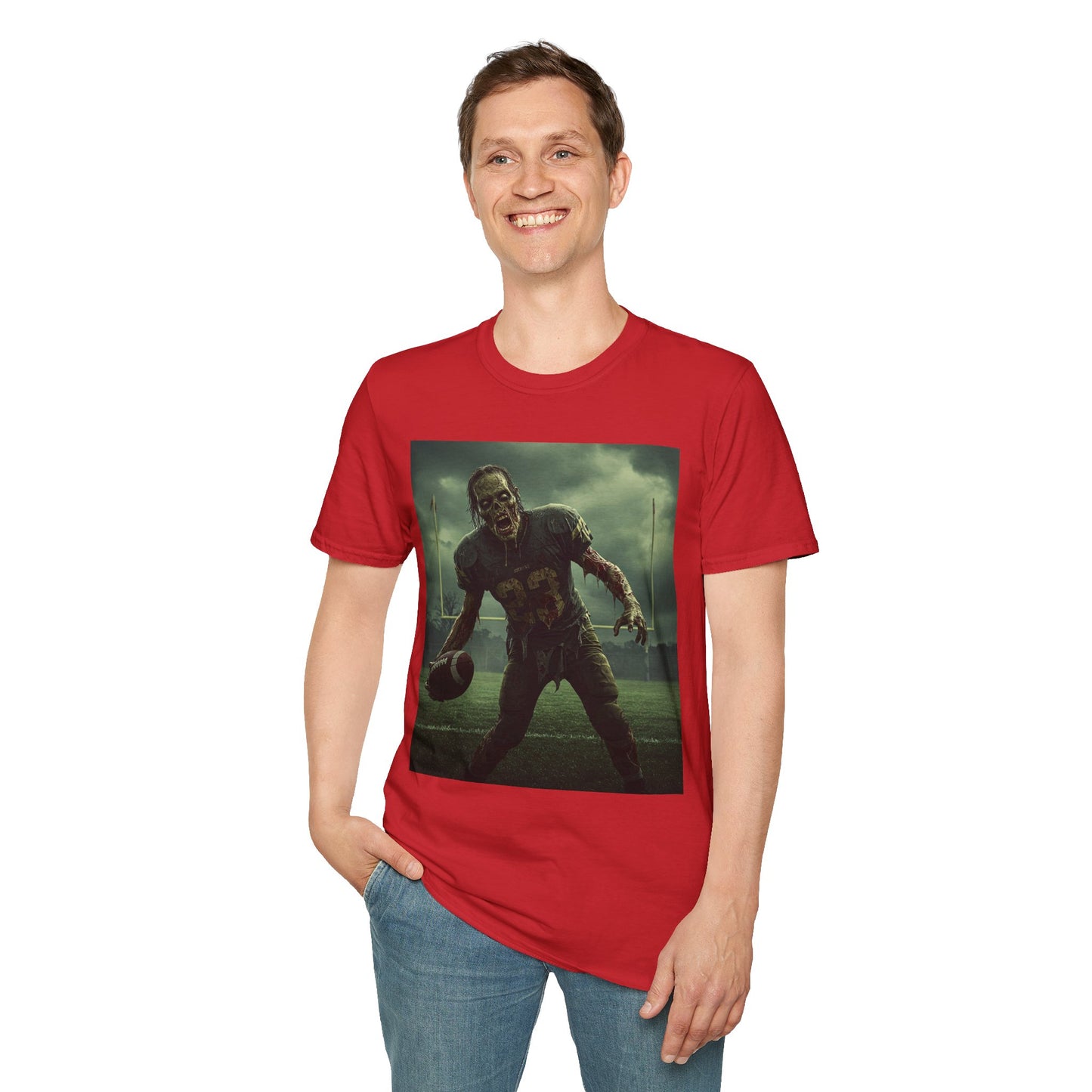 Zombie Football Unisex Softstyle T-Shirt - Perfect for Halloween Fans