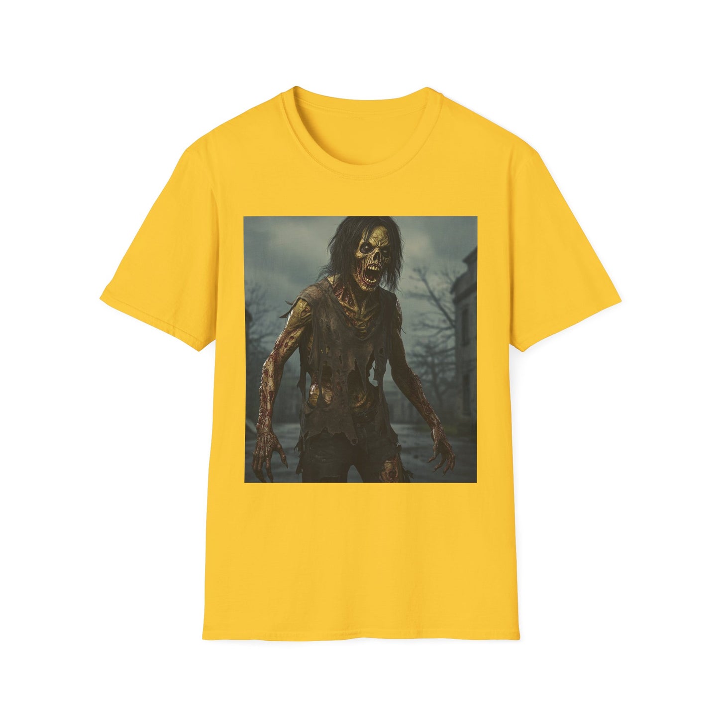 Zombie Apocalyptic Portrait Tee, bold, decaying zombie graphic