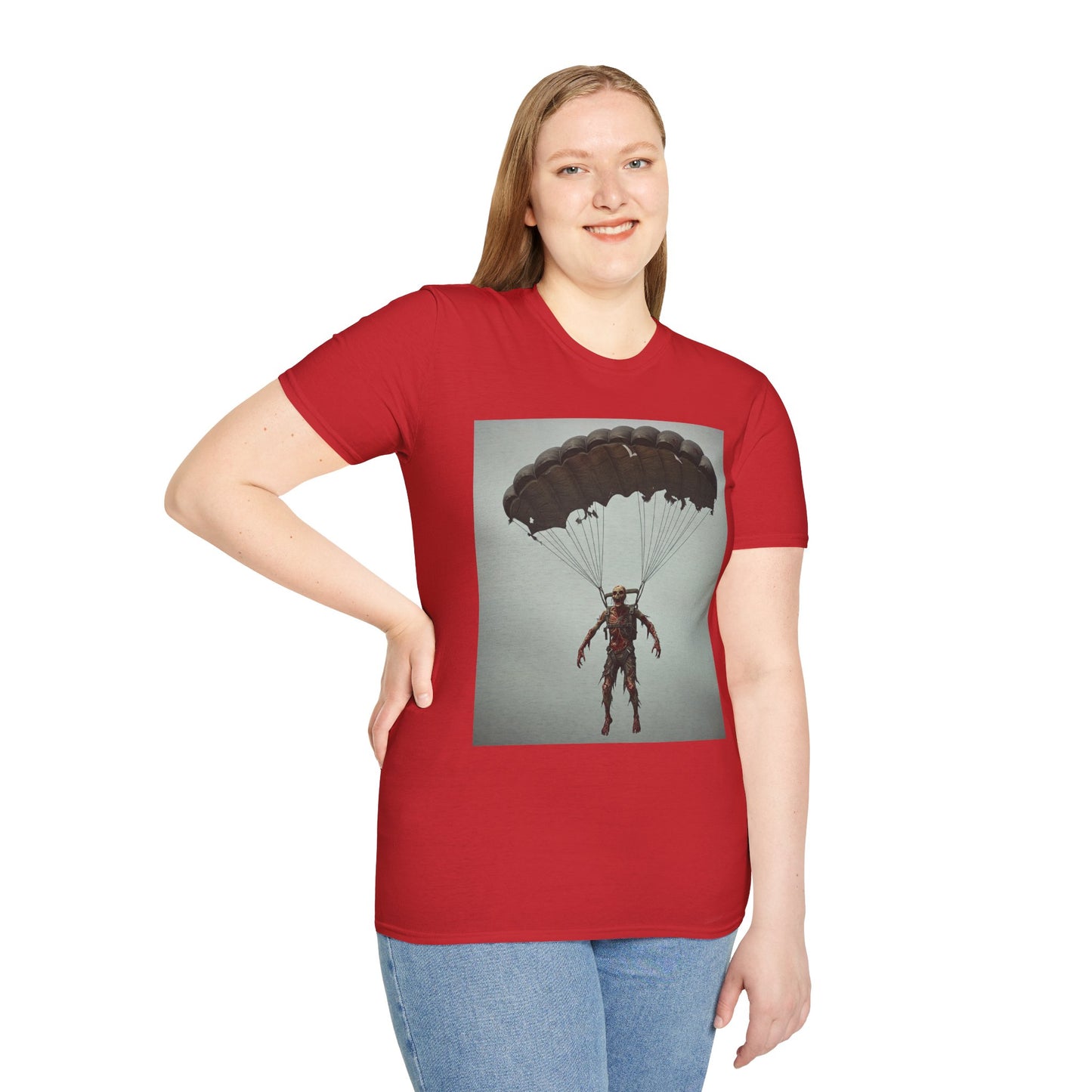 Adventure Awaits Parachuting Hero Unisex Softstyle T-Shirt