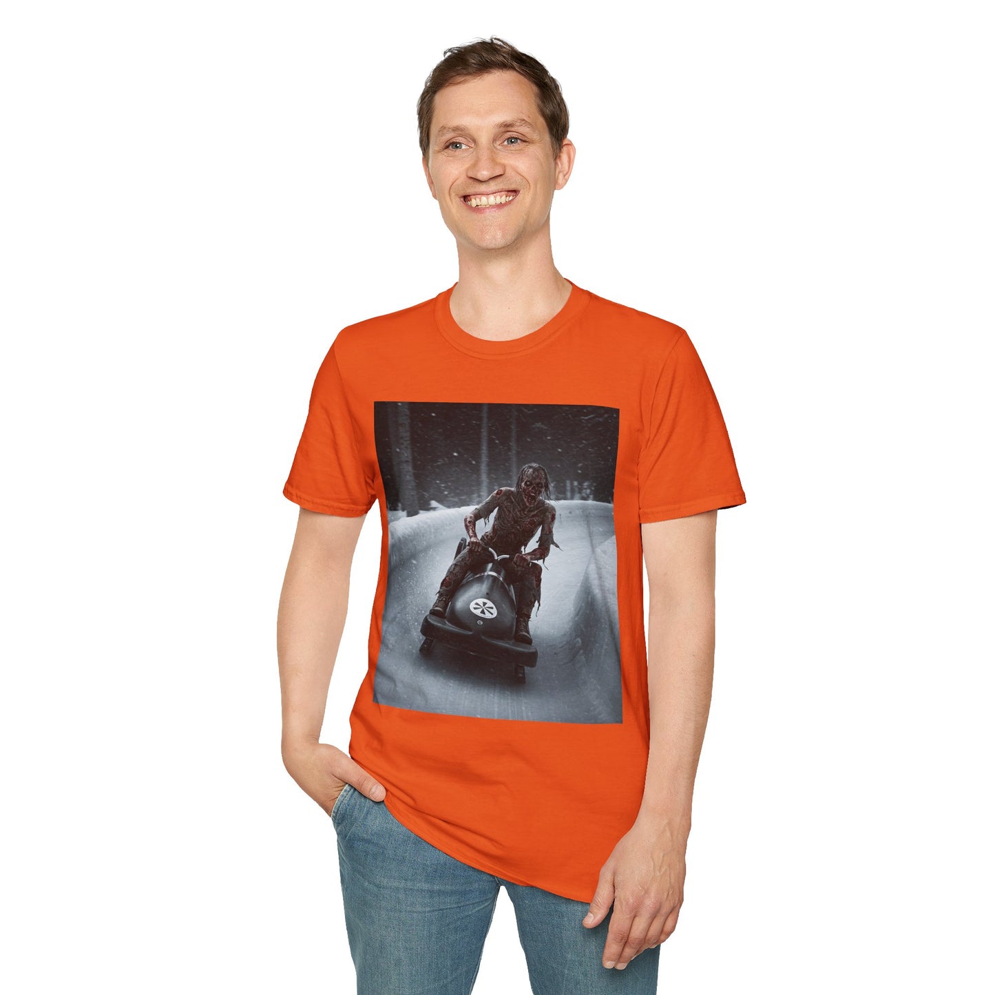 Winter Adventure Unisex Softstyle T-Shirt - Snowmobiling Graphic Tee