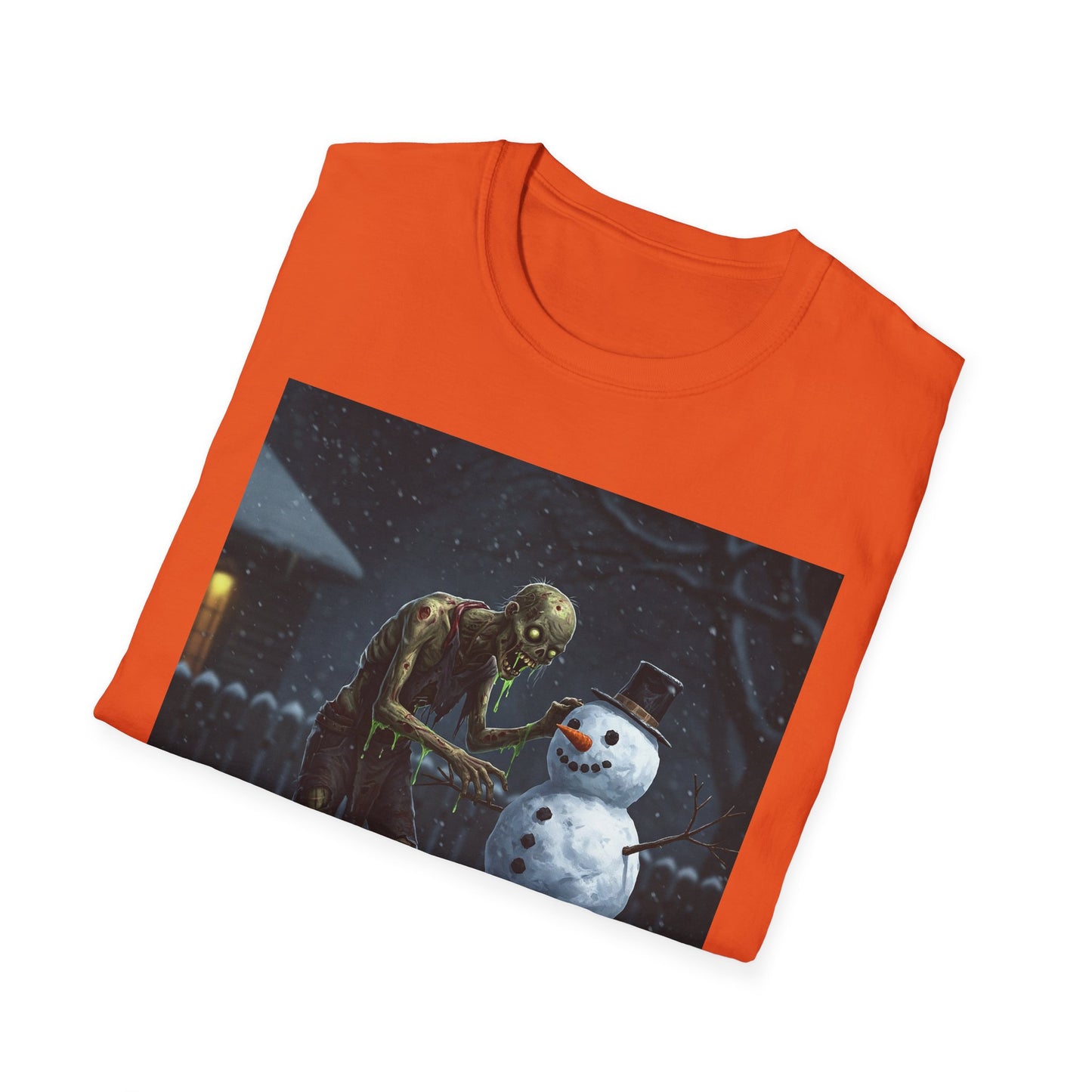 Merry Horror Unisex Softstyle T-Shirt - Creepy Snowman Design