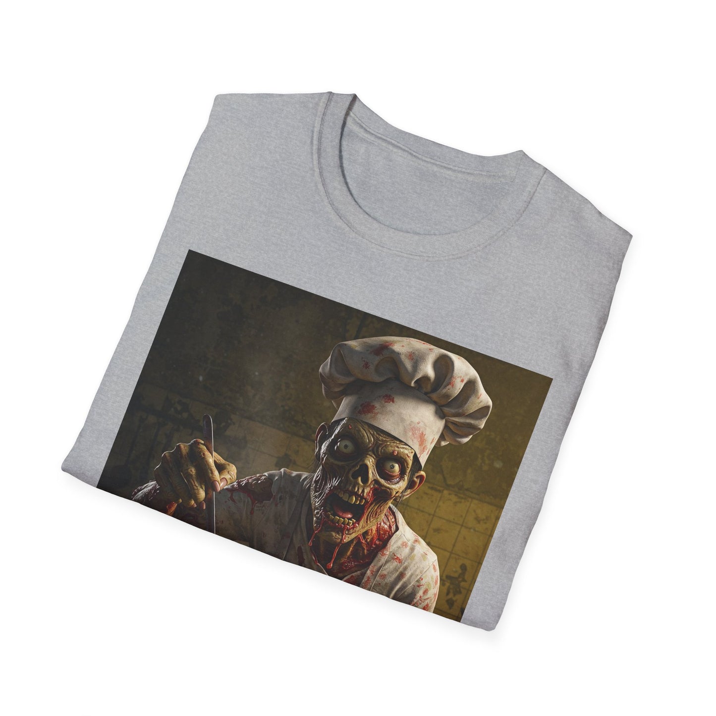 Zombie Chef Apocalyptic Portrait Tee, bold, decaying zombie graphic