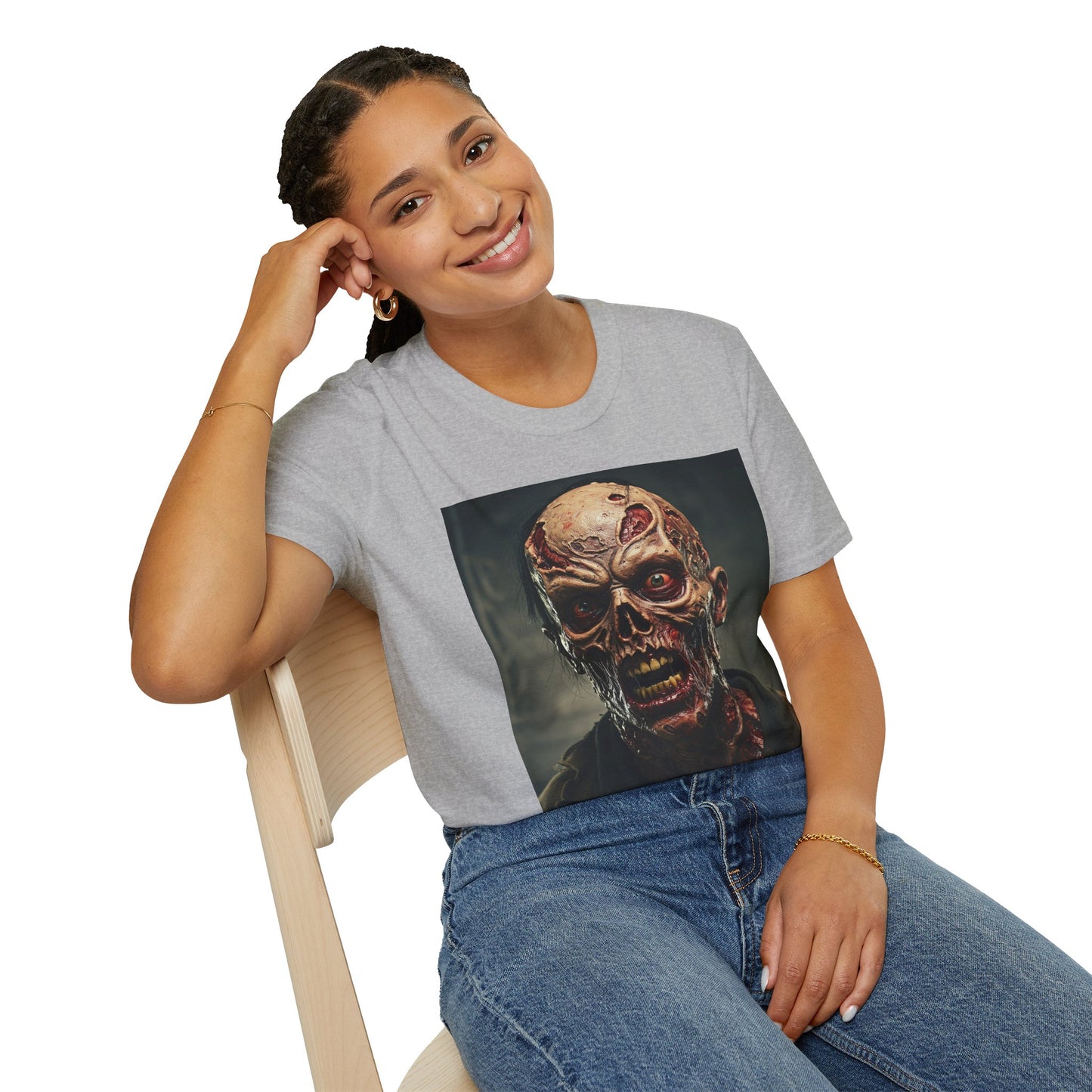 Apocalyptic Portrait Tee, bold, decaying zombie graphic