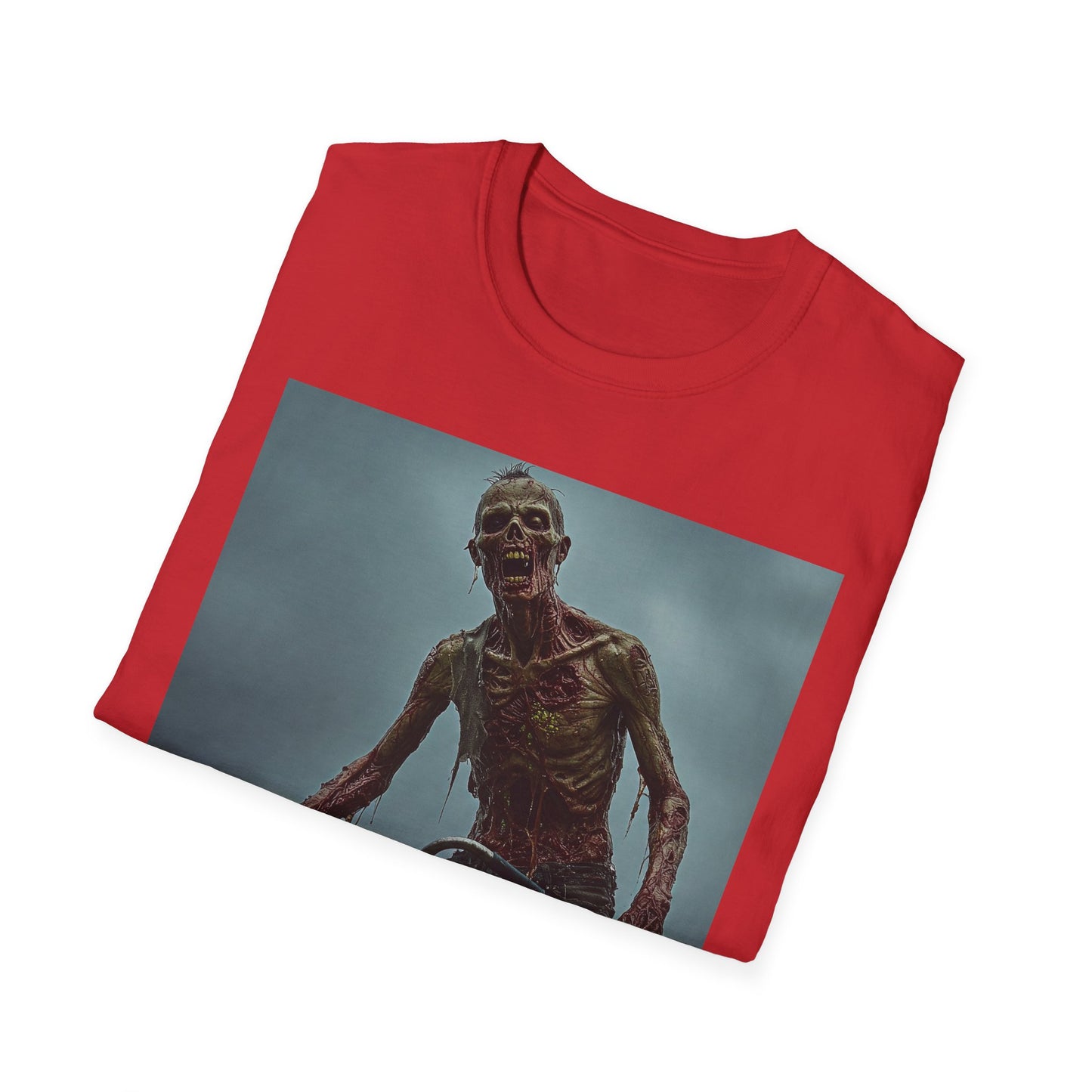 Unisex Zombie Graphic T-Shirt - Spooky Biker Design for Halloween