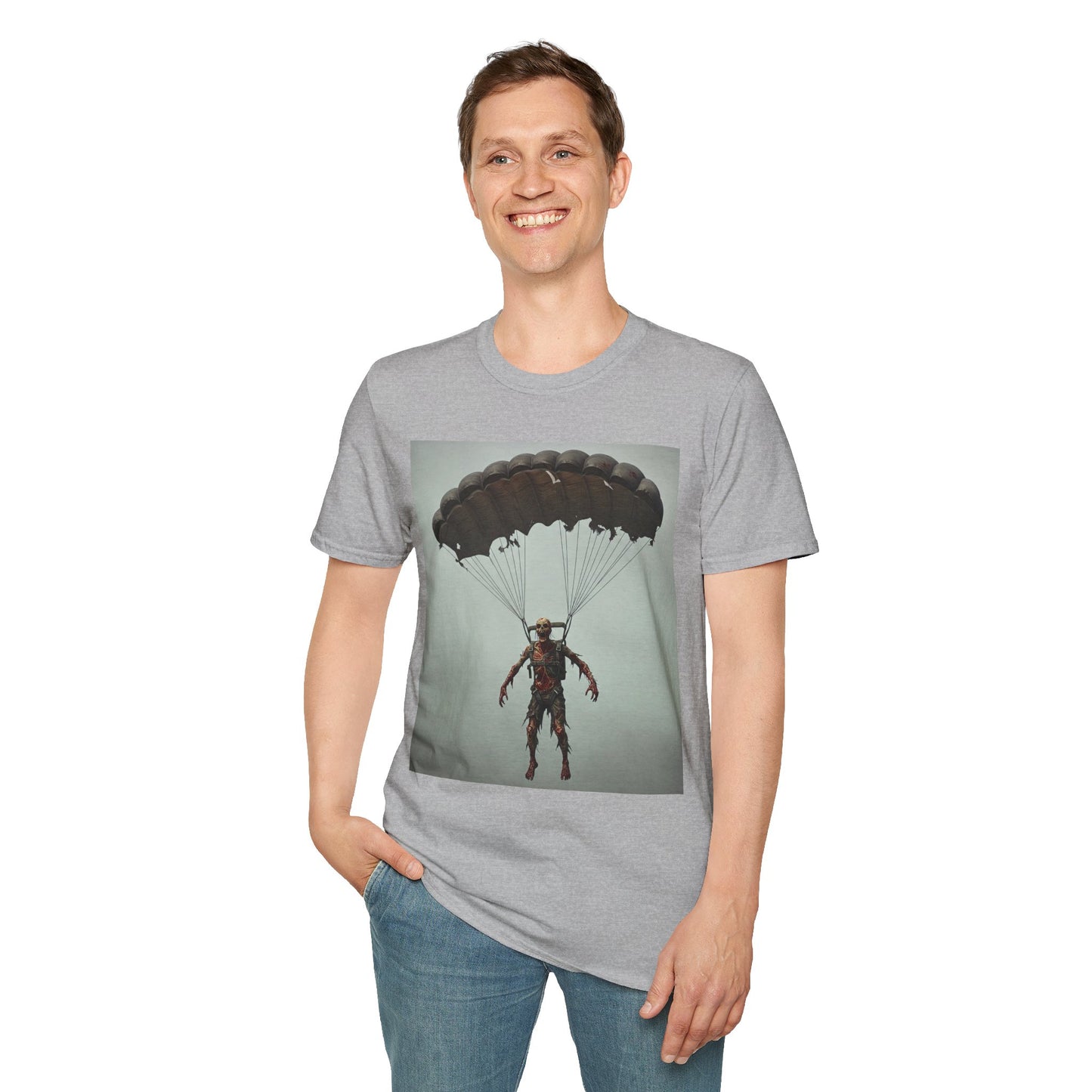 Adventure Awaits Parachuting Hero Unisex Softstyle T-Shirt