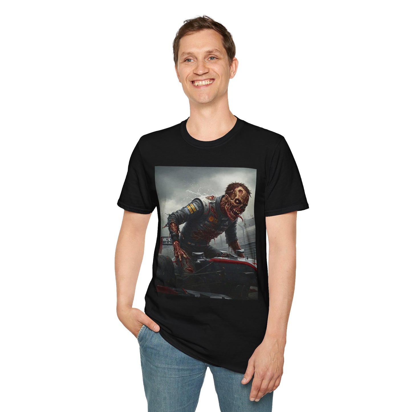 Zombie Racing Unisex Softstyle T-Shirt - Horror Meets Motorsport