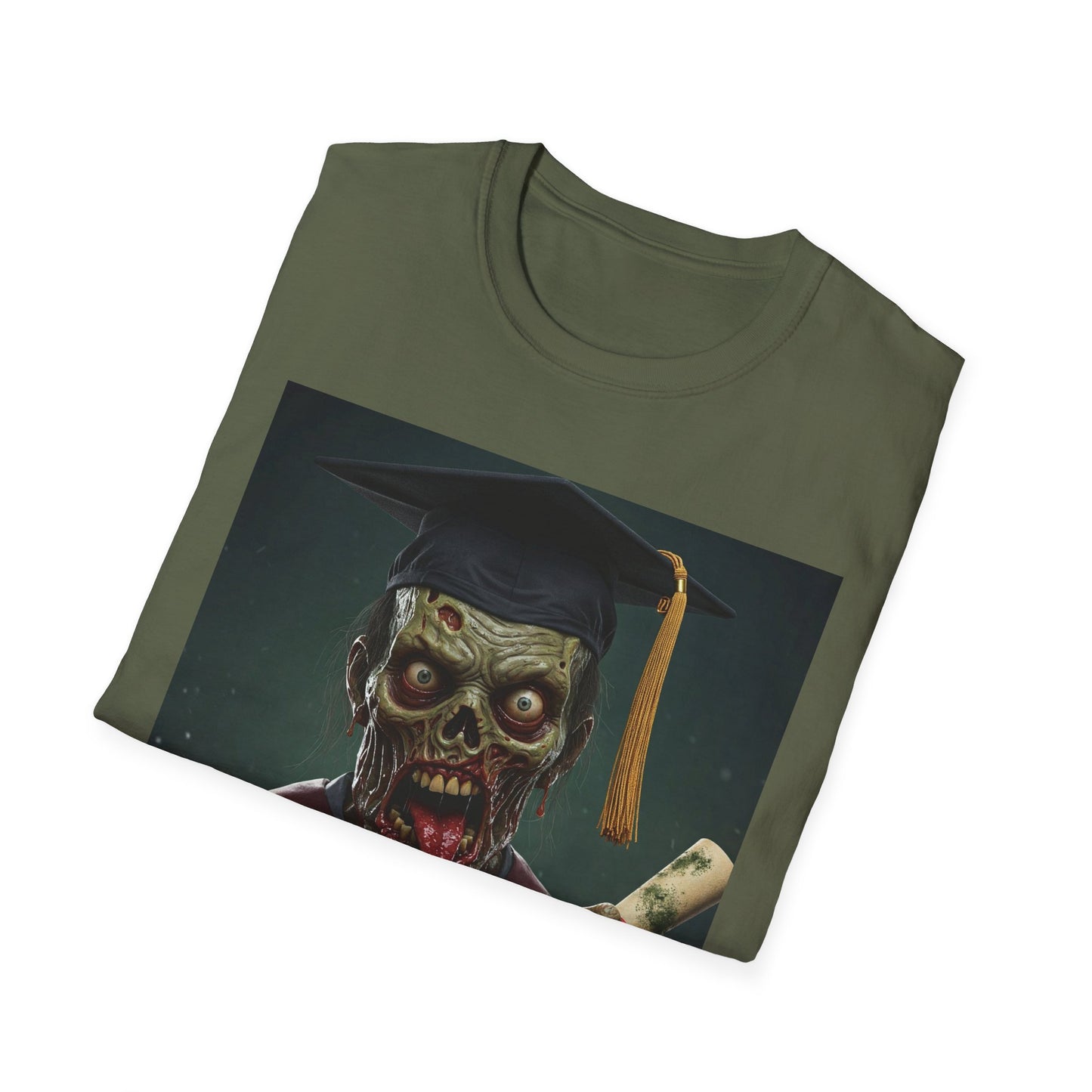 Zombie Graduate Unisex Softstyle T-Shirt - Perfect for Halloween & Graduation