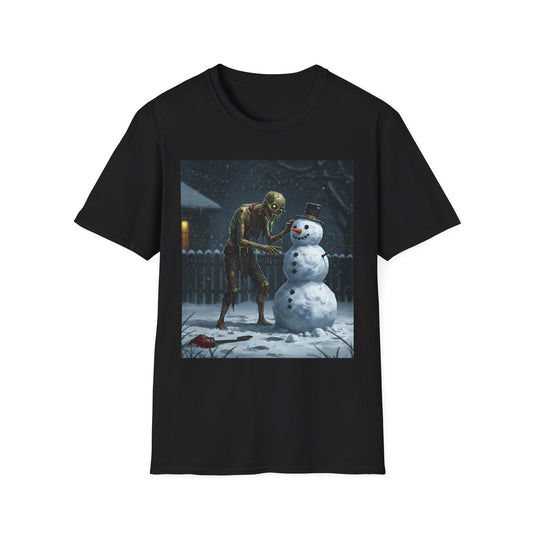 Merry Horror Unisex Softstyle T-Shirt - Creepy Snowman Design