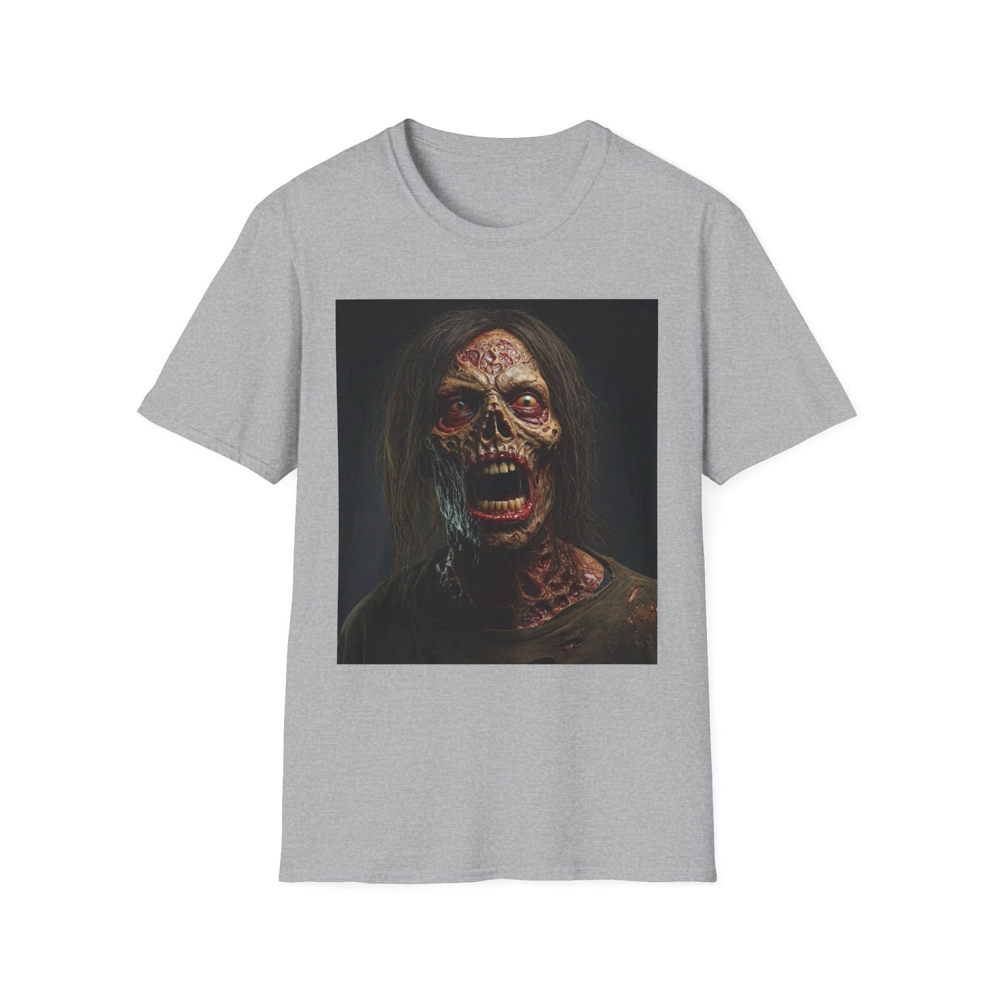 Apocalyptic Portrait Tee, bold, decaying zombie graphic