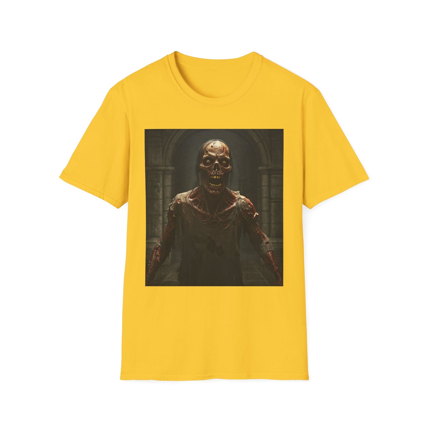 Apocalyptic Portrait Tee, bold, decaying zombie graphic