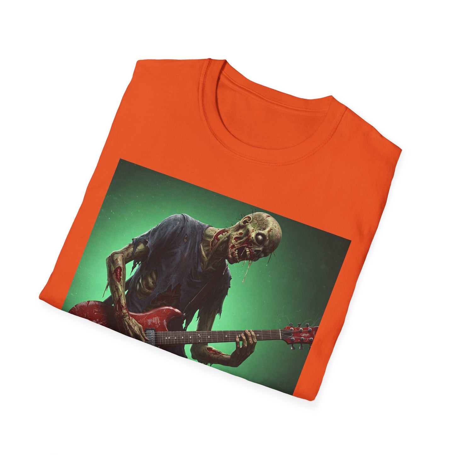 Zombie Rocker Apocalyptic Portrait Tee, bold, decaying zombie graphic